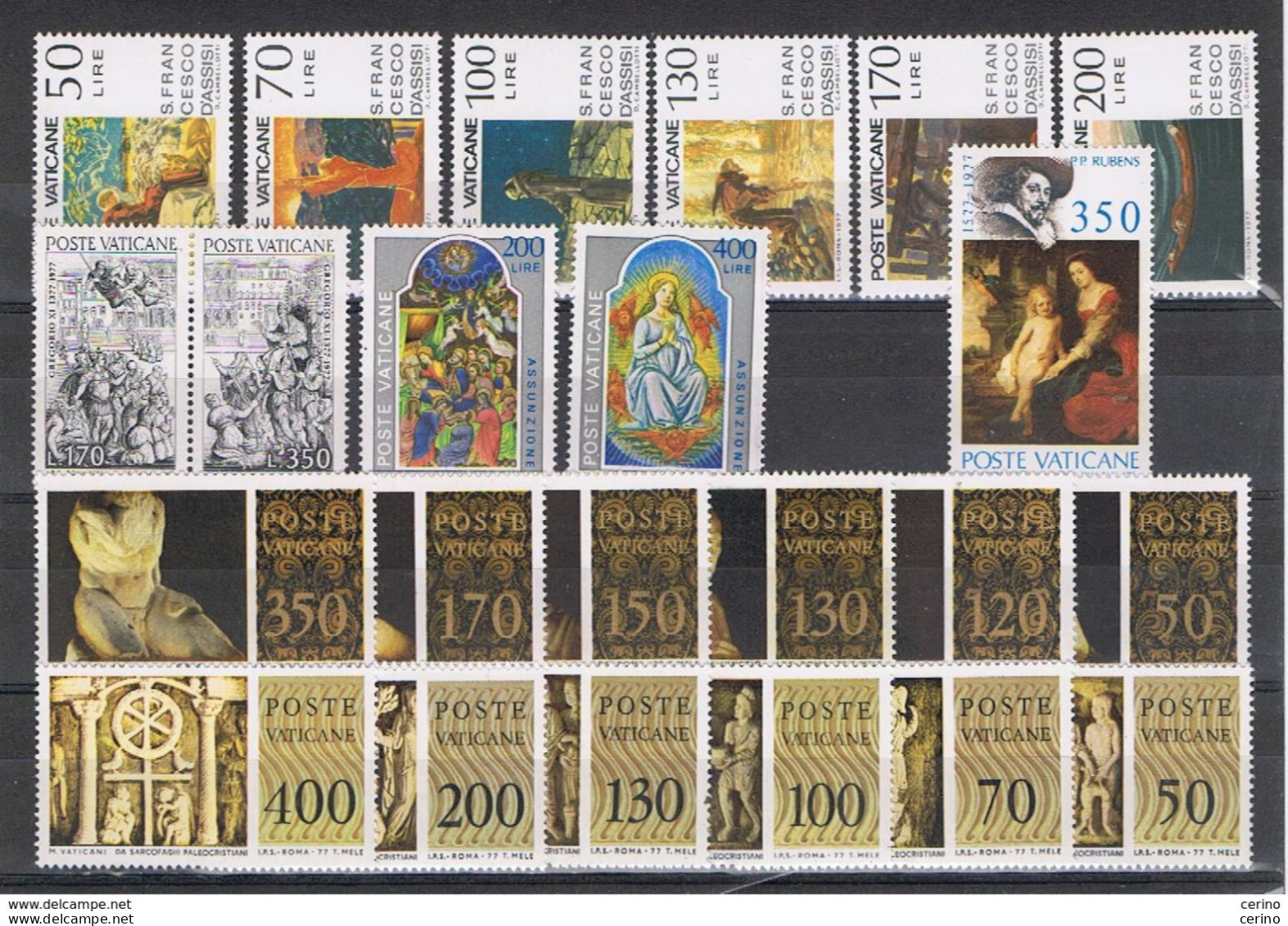 VATICANO:  1977  ANNATA  CPL. -  23  VAL. N. -  SASS. 610/32 - Annate Complete