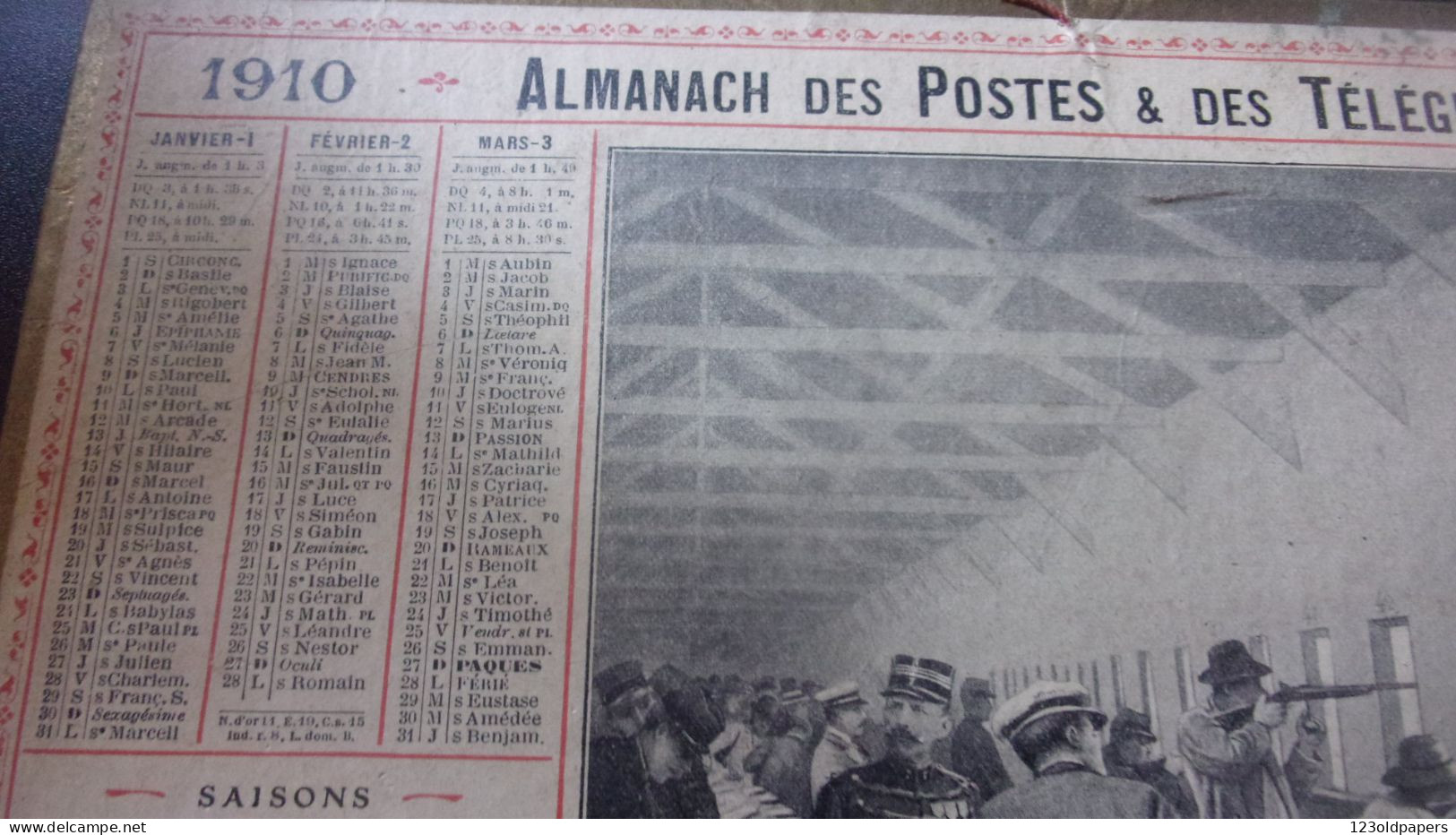 1910  ALMANACH DES POSTES  TELEGRAPHES AU CONCOURS DE TIR DE  RENNES BRETAGNE ILE ET VILAINE - Tamaño Grande : 1901-20