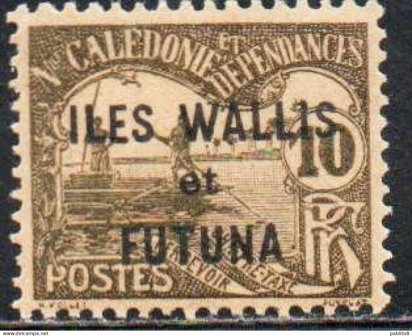 WALLIS AND FUTUNA ISLANDS 1920 POSTAGE DUE STAMPS TAXE SEGNATASSE MEN POLING BOAT NEW CALEDONIA OVERPRINTED 10c MH - Timbres-taxe