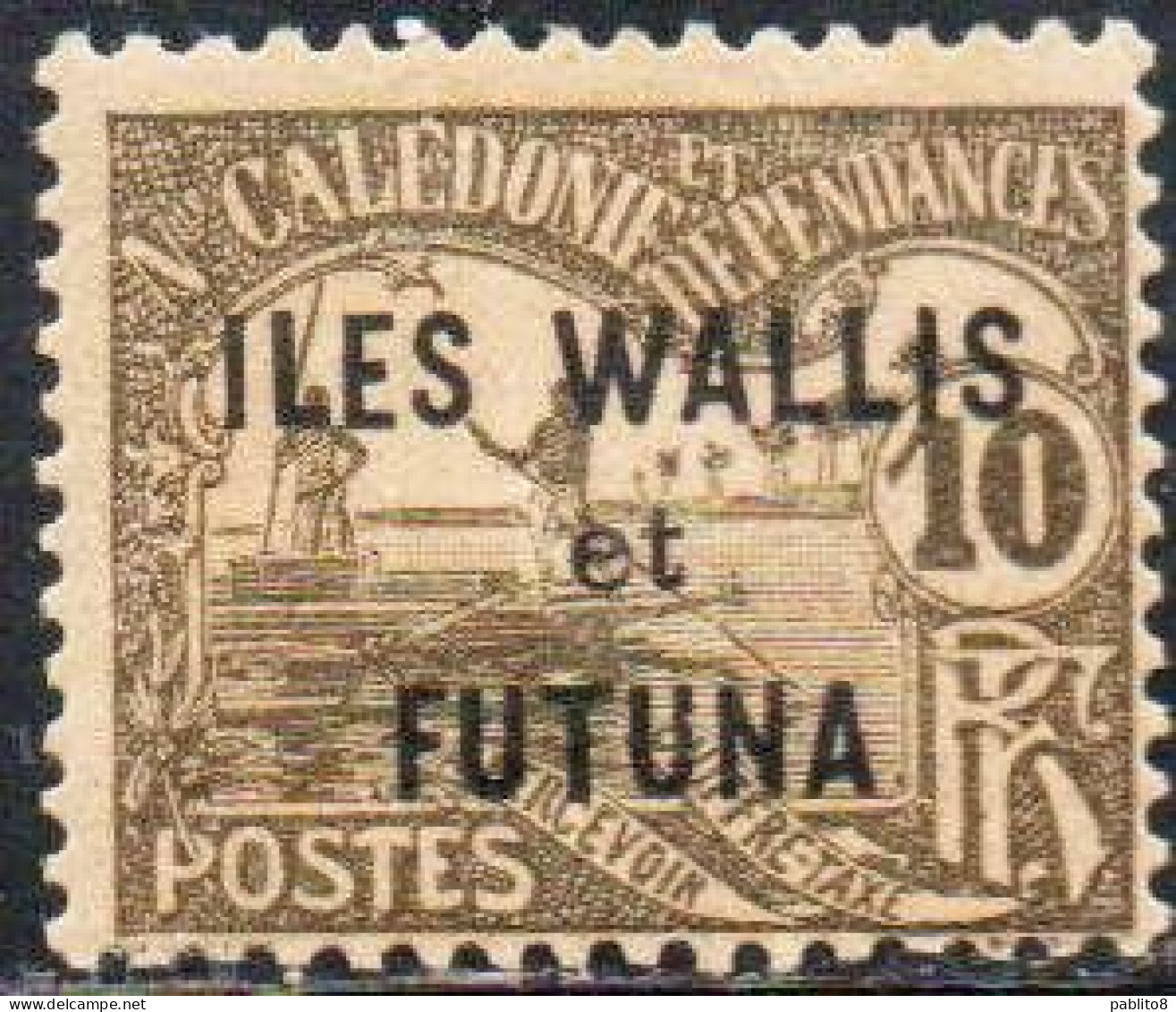 WALLIS AND FUTUNA ISLANDS 1920 POSTAGE DUE STAMPS TAXE SEGNATASSE MEN POLING BOAT NEW CALEDONIA OVERPRINTED 10c MH - Timbres-taxe