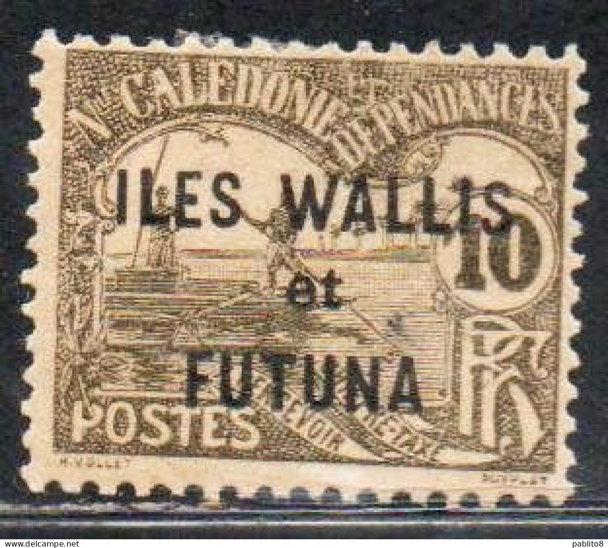 WALLIS AND FUTUNA ISLANDS 1920 POSTAGE DUE STAMPS TAXE SEGNATASSE MEN POLING BOAT NEW CALEDONIA OVERPRINTED 10c MH - Postage Due