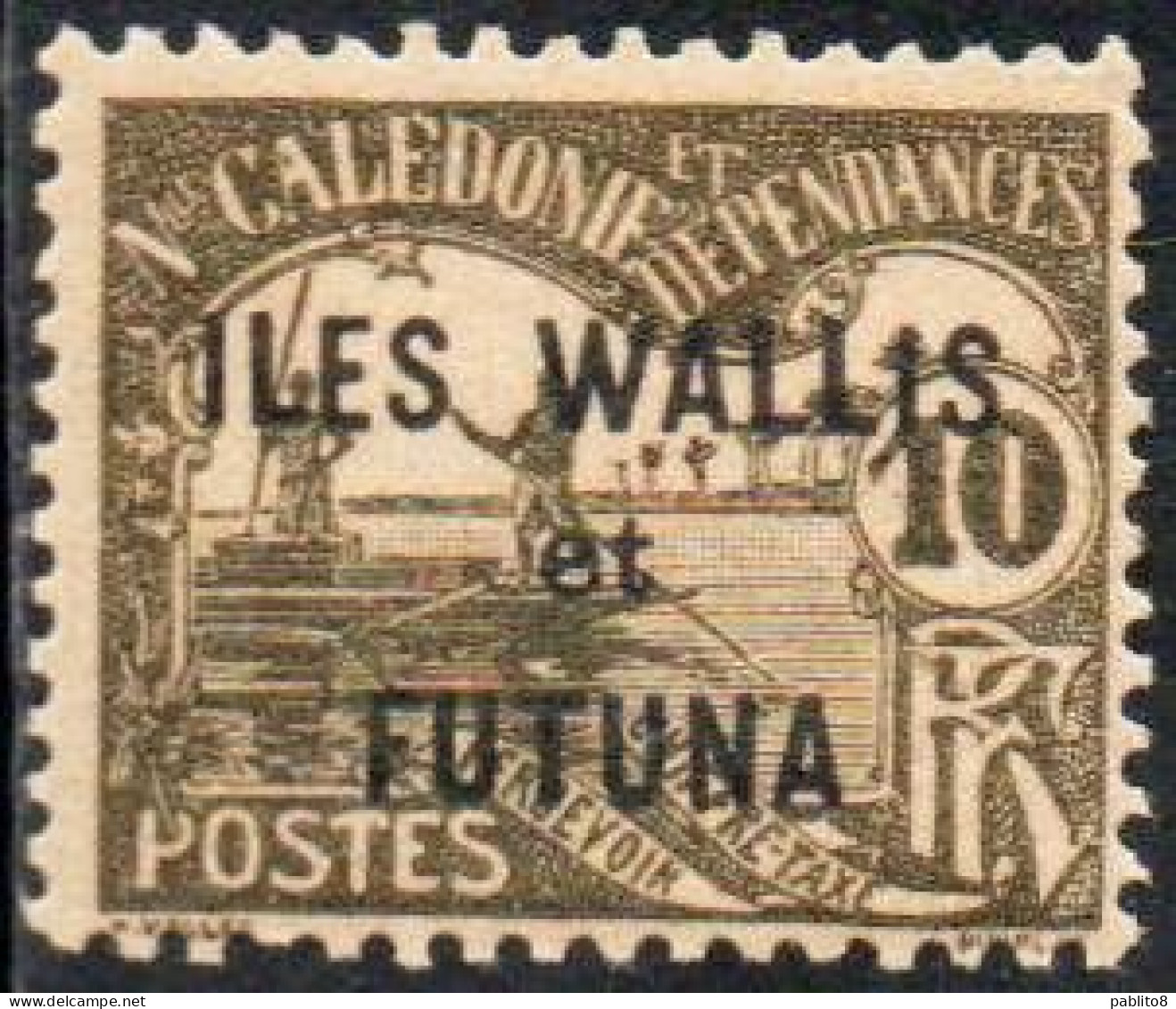 WALLIS AND FUTUNA ISLANDS 1920 POSTAGE DUE STAMPS TAXE SEGNATASSE MEN POLING BOAT NEW CALEDONIA OVERPRINTED 10c MNH - Timbres-taxe