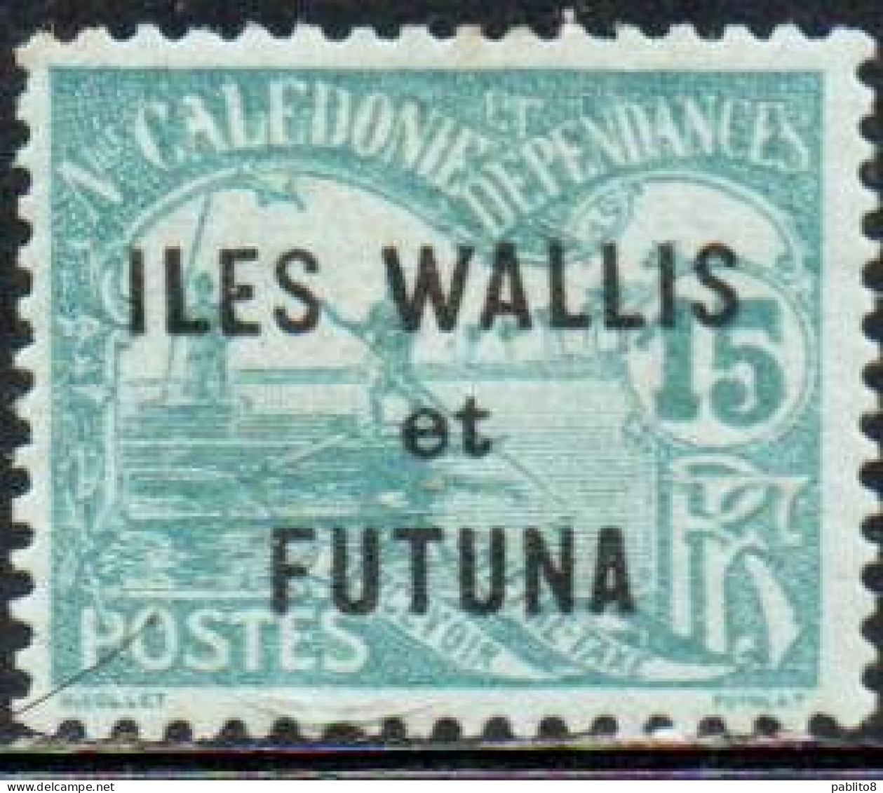 WALLIS AND FUTUNA ISLANDS 1920 POSTAGE DUE STAMPS TAXE SEGNATASSE MEN POLING BOAT NEW CALEDONIA OVERPRINTED 15c MH - Postage Due