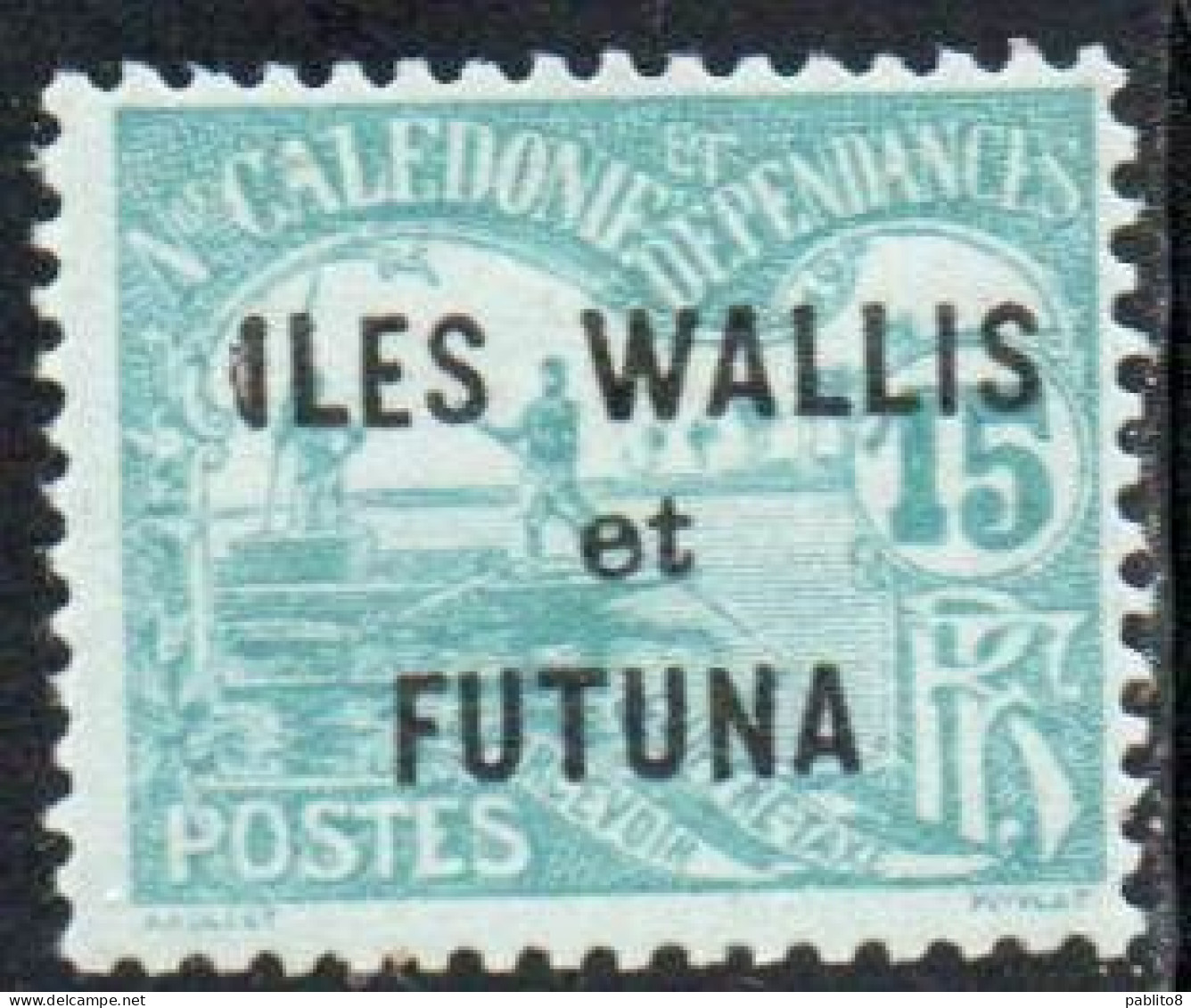 WALLIS AND FUTUNA ISLANDS 1920 POSTAGE DUE STAMPS TAXE SEGNATASSE MEN POLING BOAT NEW CALEDONIA OVERPRINTED 15c MNH - Postage Due