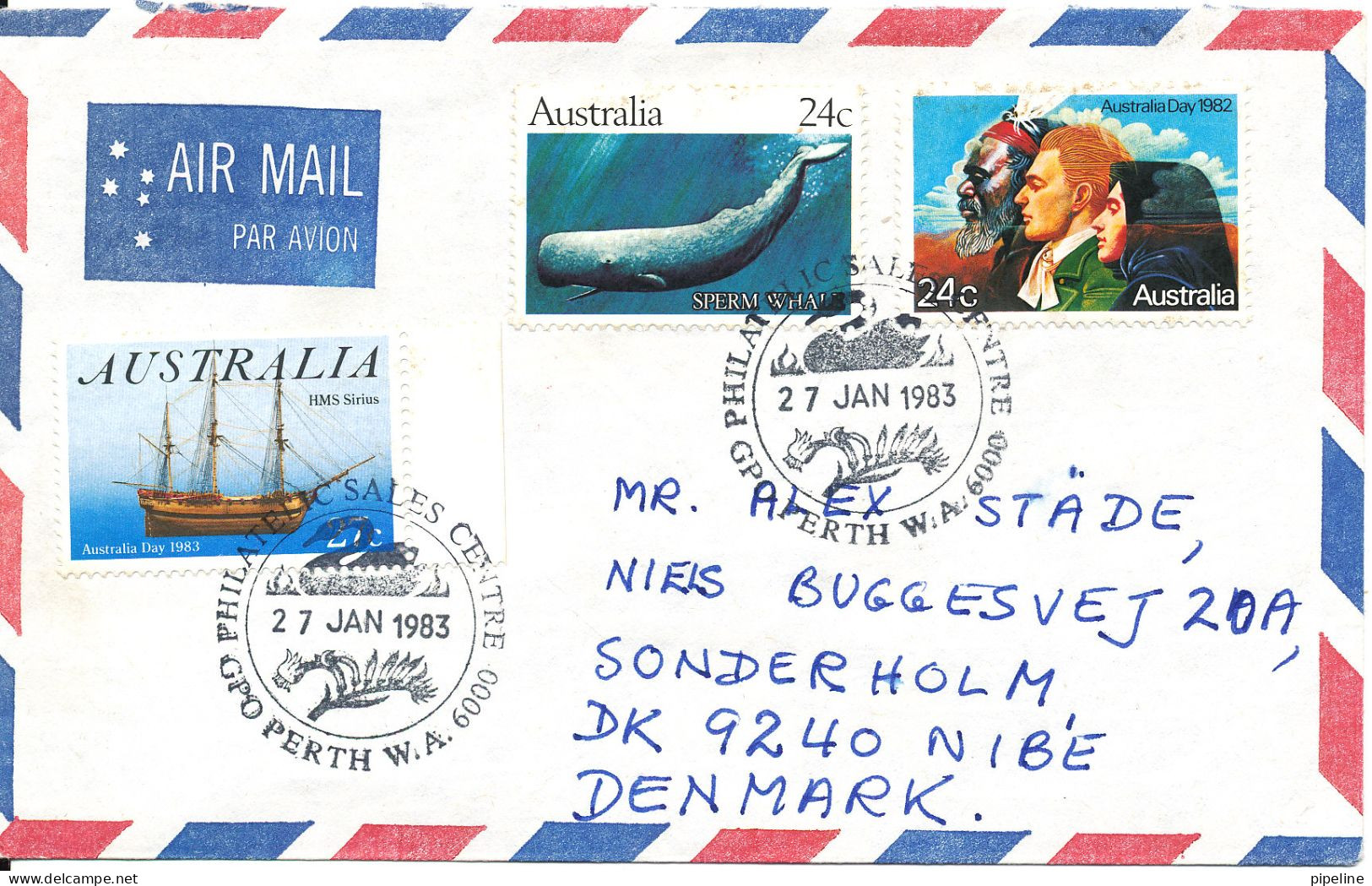 Australia Air Mail Cover Sent To Denmark Perth 27-1-1983 Topic Stamps - Cartas & Documentos