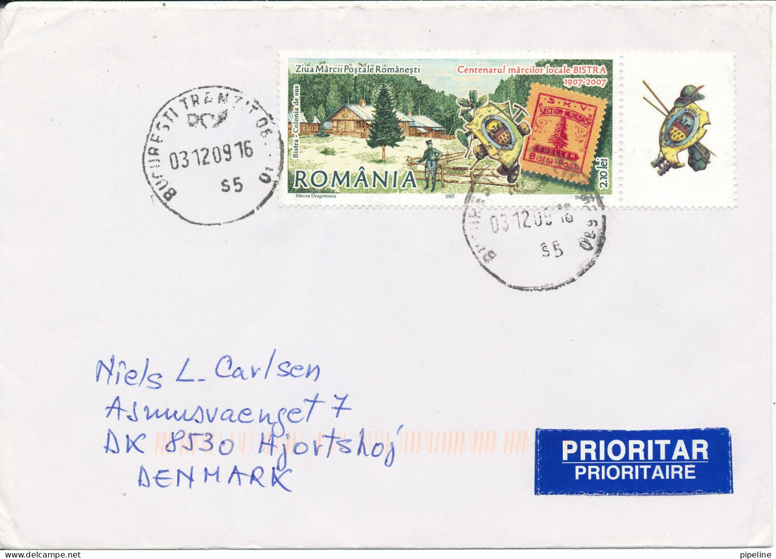 Romania Cover Sent To Denmark 3-12-2009 Single Franked - Cartas & Documentos