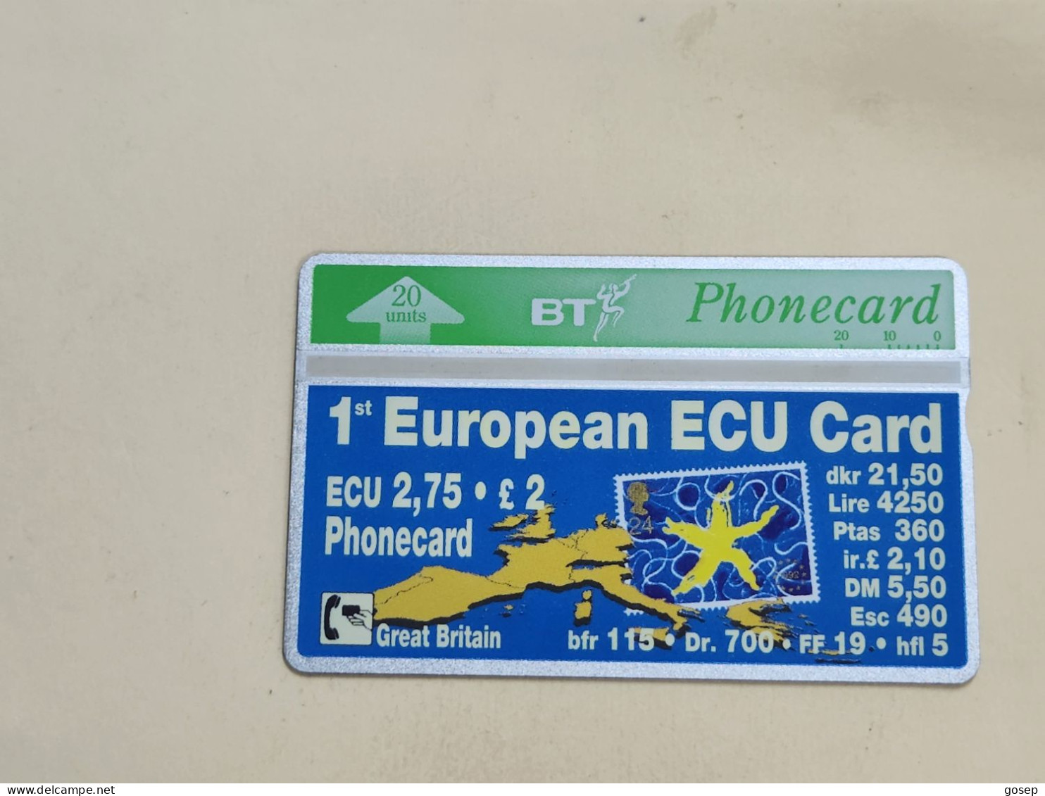 United Kingdom-(BTO-008)-1st European ECU-(16)(20units)(231F64095)-price Cataloge MINT-5.00£+1card Prepiad Free - BT Emissions Etrangères