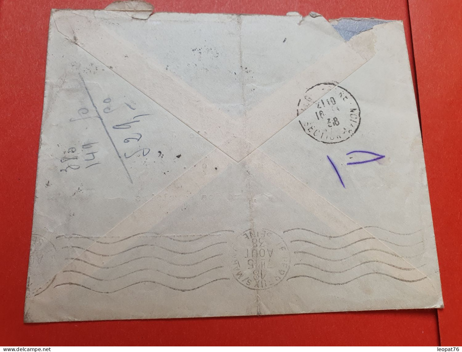 Algérie - Enveloppe ( Pli Central ) De Alger Pour La France En 1938 - Réf 877 - Lettres & Documents