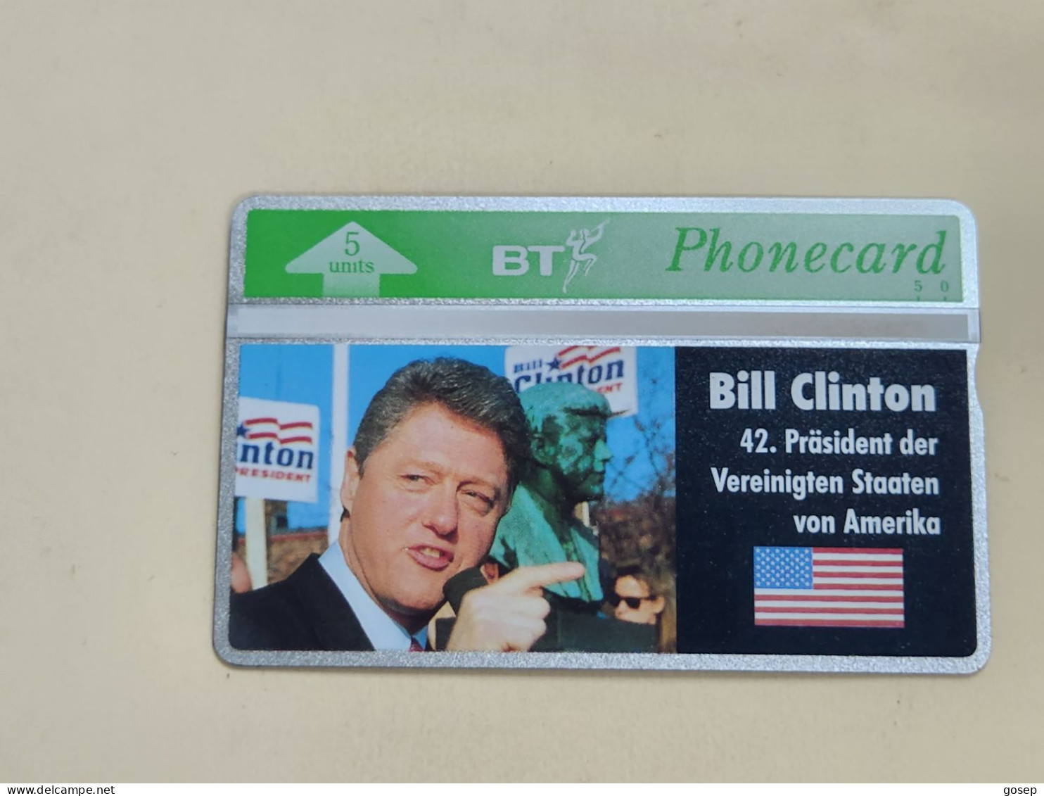 United Kingdom-(BTO-015)-BILL CLINTON-(33)(5units)(232C29254)-price Cataloge MINT-10.00£+1card Prepiad Free - BT Übersee