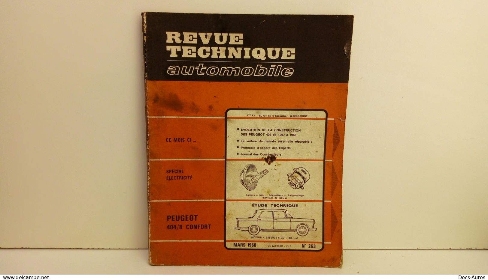 Peugeot 404/8 Confort - Revue Technique N°263 De Mars 68 - - Voitures