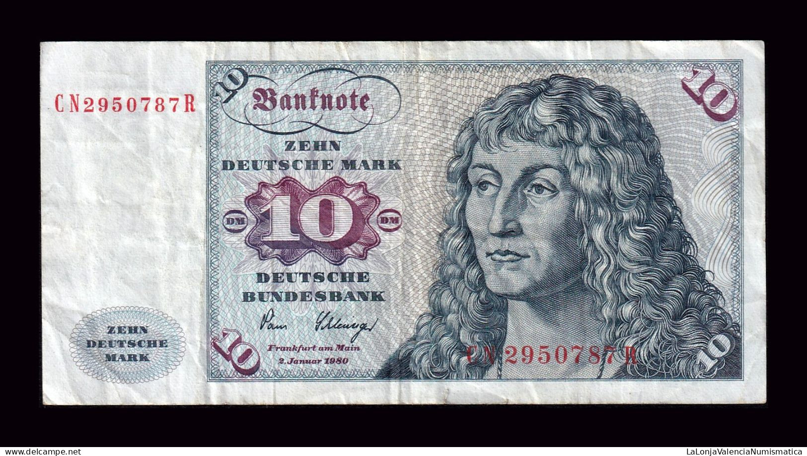 Alemania República Federal Federal Republic Of Germany 10 Mark 1980 Pick 31c Bc/Mbc F/Vf - 10 Mark