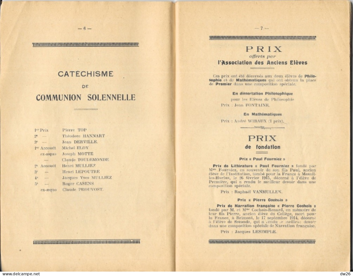 Livret De Distribution Des Prix - Institution N.D. Notre Dame Des Victoires à Roubaix (Nord) 12 Juillet 1928 - Diploma & School Reports