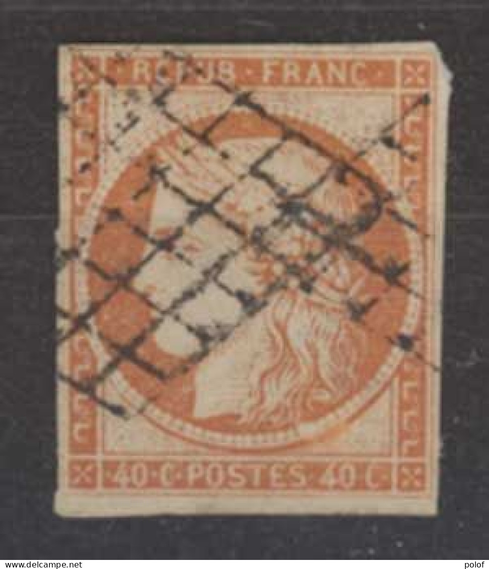 Yvert N° 5 - Type Ceres  40 Centimes Orange - Obliteration Grille  - Signe Calves - 1849-1850 Ceres