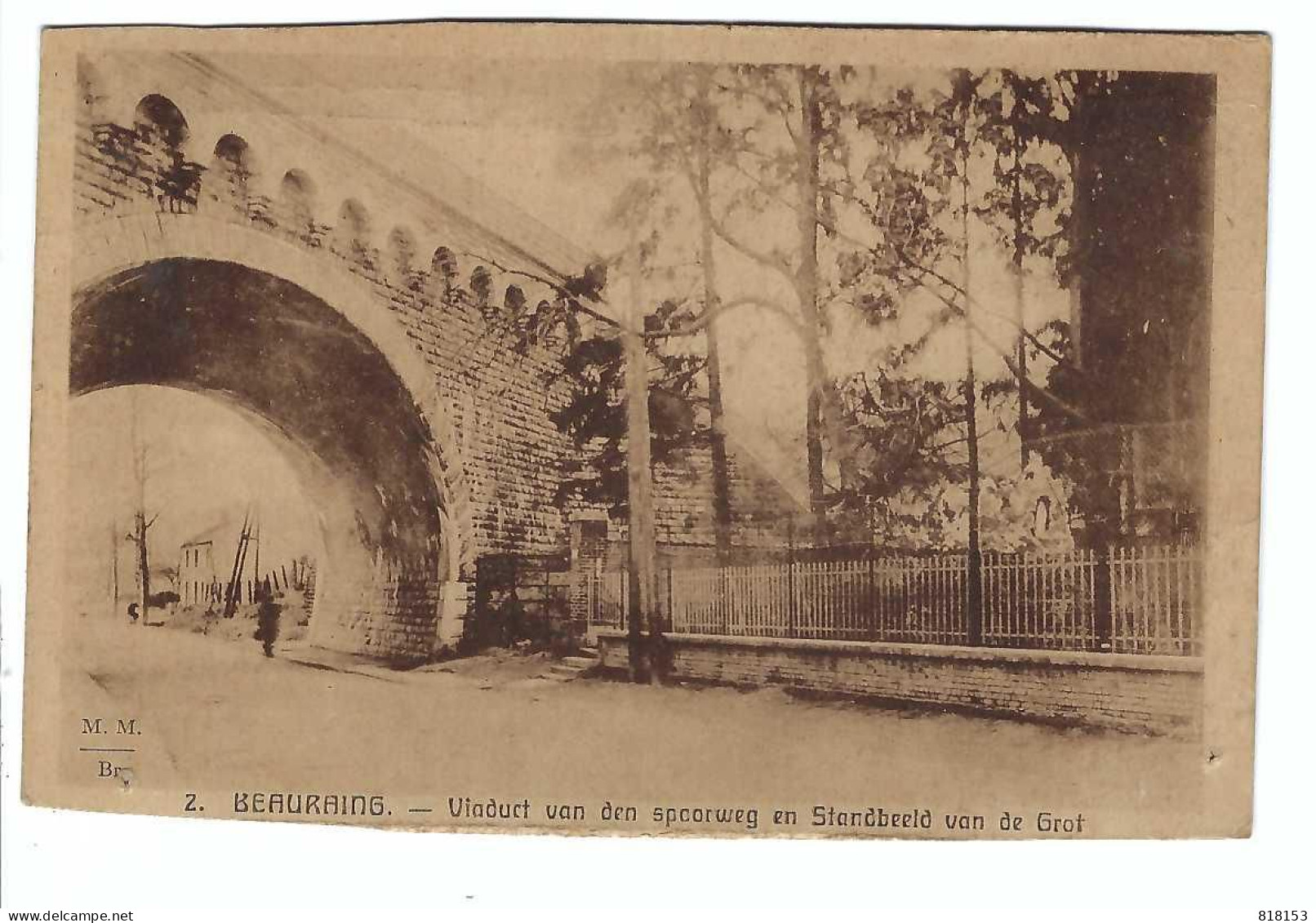 2. BEAURAING  -  Viaduct Van Den Spoorweg En Standbeeld Van De Grot M.M.Br. - Beauraing