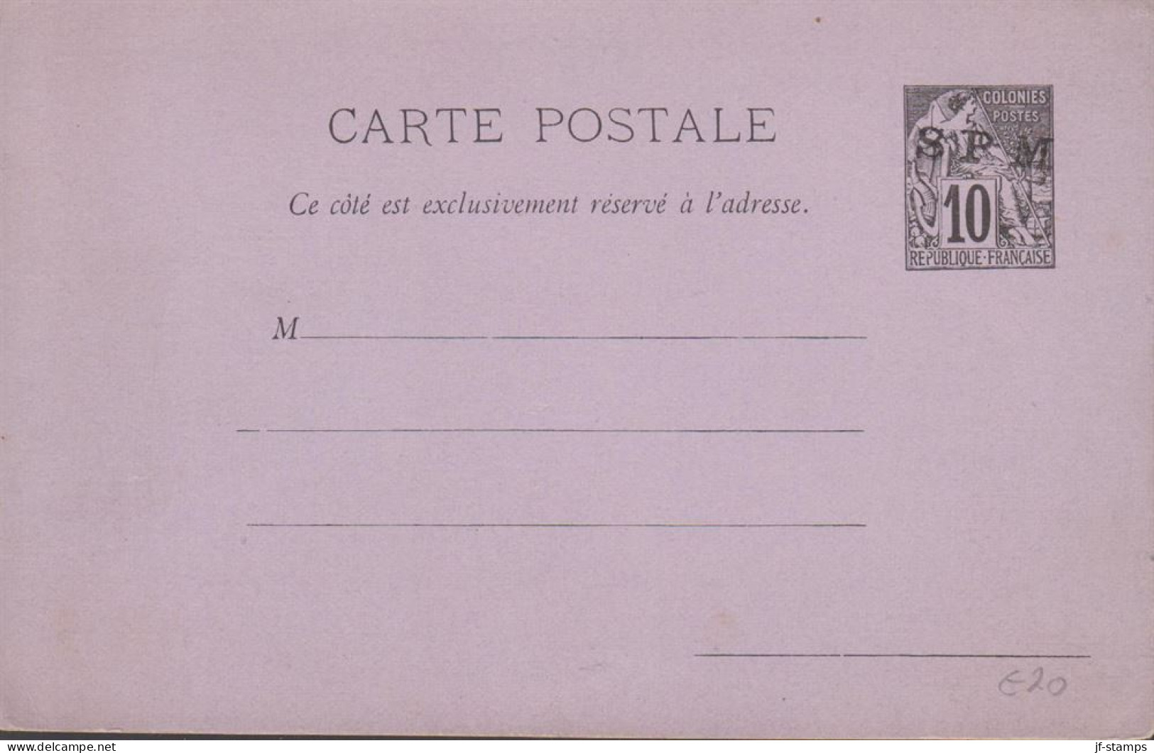 1892. SAINT-PIERRE-MIQUELON. CARTE PPOSTALE SPM / 10 C. COLONIES POSTES REP. FRANCAISE .  - JF440827 - Storia Postale