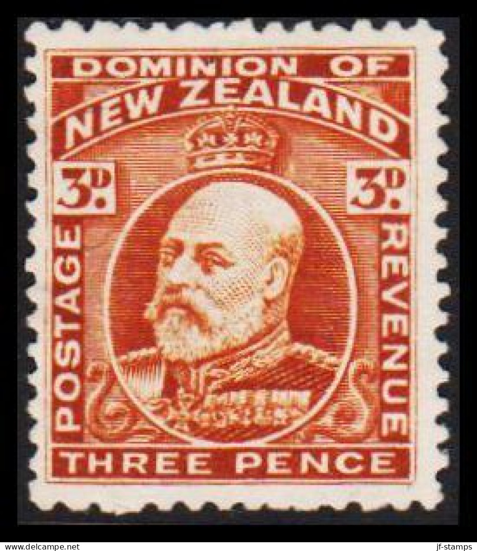 1909-1916. New Zealand. Edward VII THREE PENCE  Perf. 14 No Gum.  (MICHEL 125C) - JF533658 - Ungebraucht