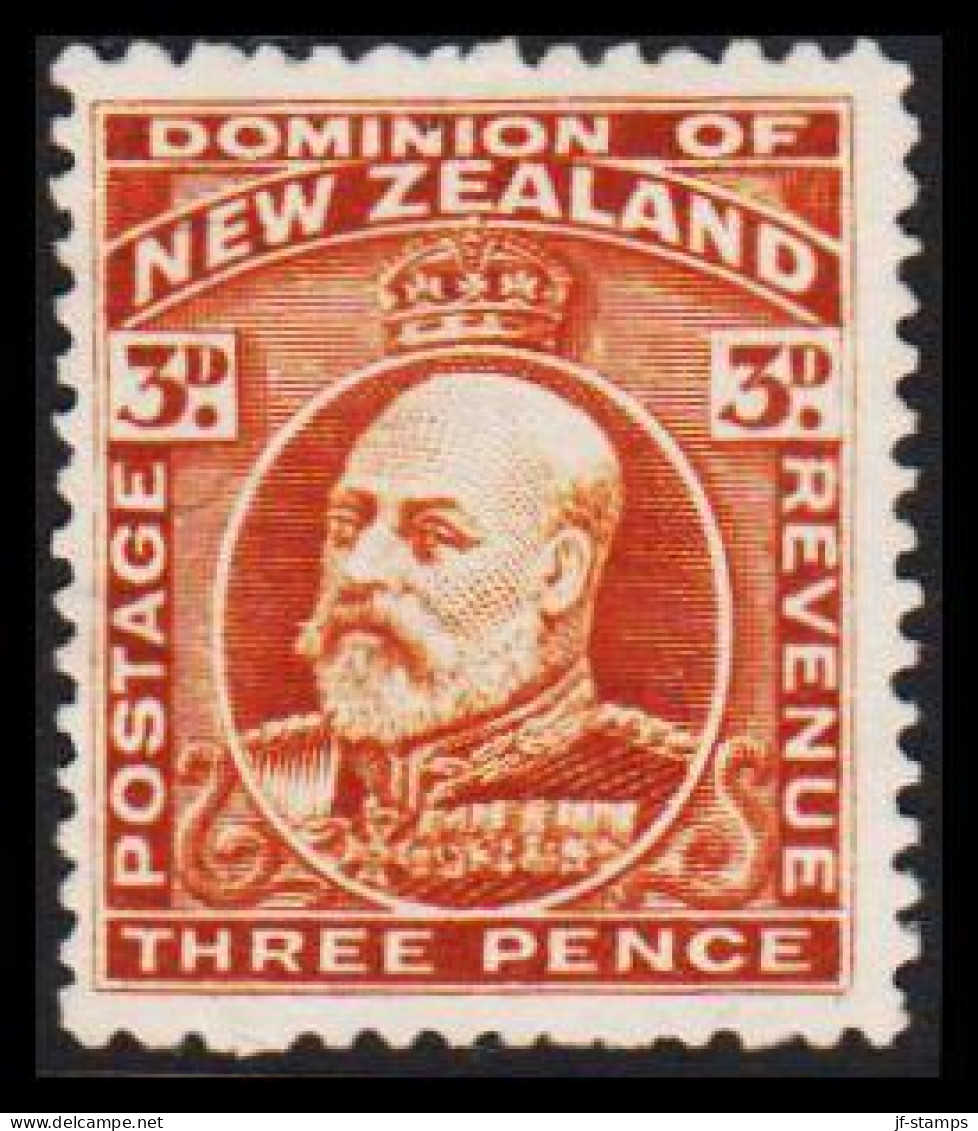 1909-1916. New Zealand. Edward VII THREE PENCE  Perf. 14 No Gum.  (MICHEL 125C) - JF533658 - Neufs