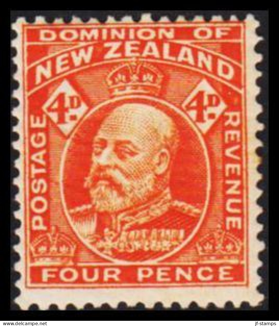 1909-1916. New Zealand. Edward VII FOUR PENCE  Perf. 14, Hinged. (MICHEL 126C) - JF533659 - Ungebraucht