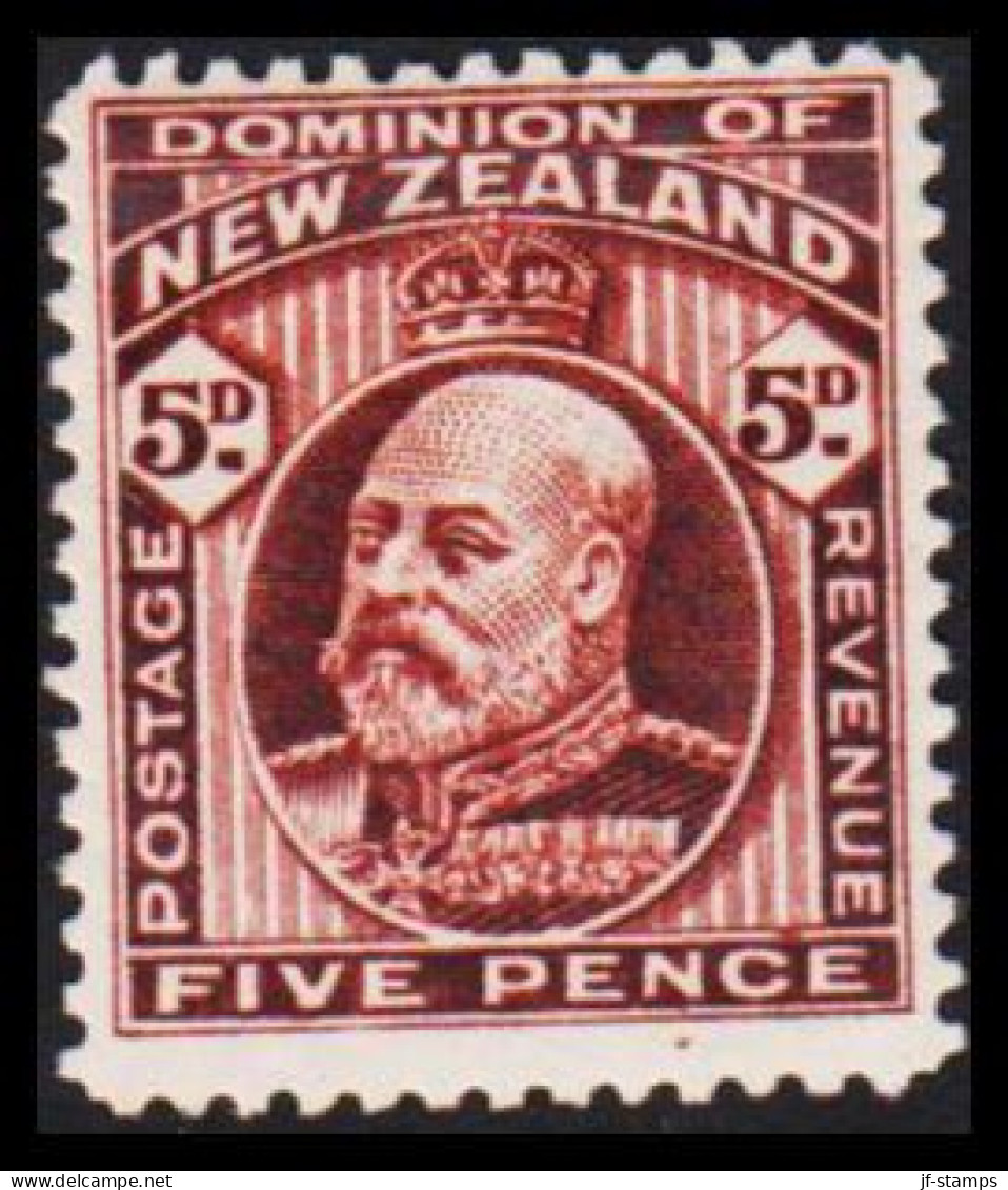 1909-1916. New Zealand. Edward VII FIVE PENCE  Perf. 14, Hinged.  (MICHEL 127C) - JF533660 - Ungebraucht