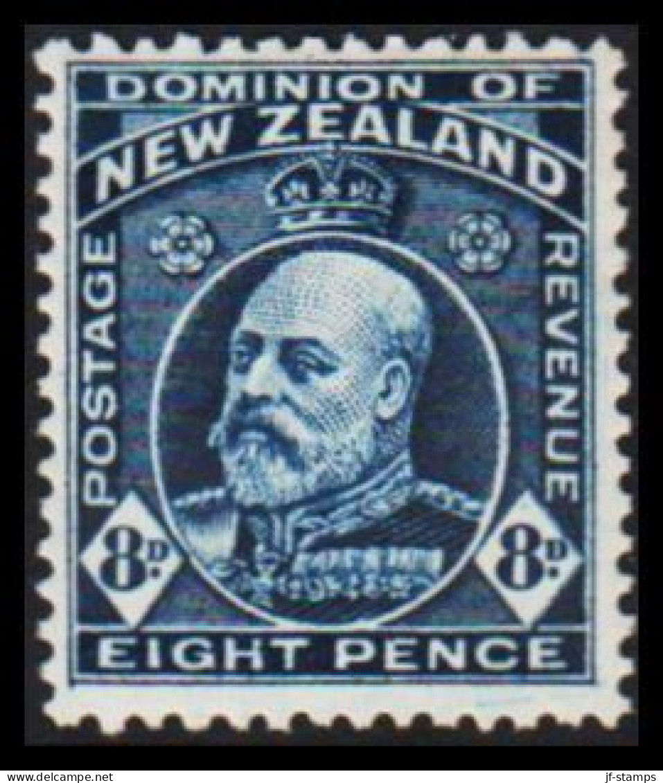 1909-1916. New Zealand. Edward VII EIGHT PENCE  Perf. 14, Hinged.  (MICHEL 129C) - JF533661 - Ungebraucht