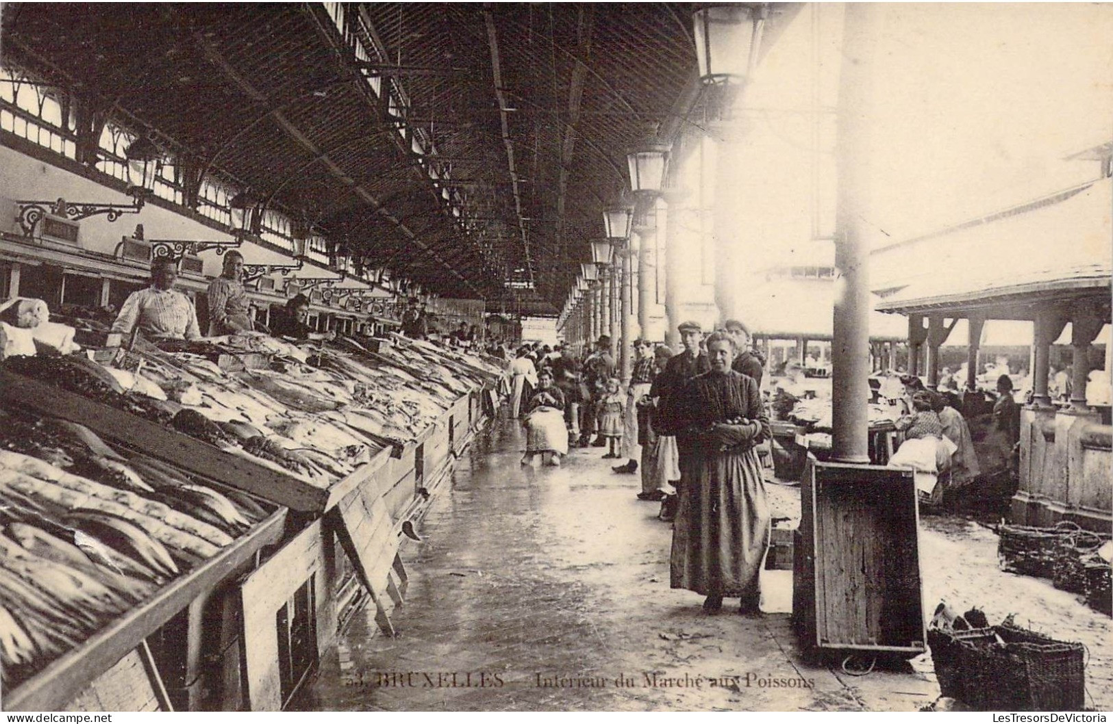 BELGIQUE - Bruxelles - Intérieur Du Marché Aux Poissons - Carte Postale Ancienne - Markten