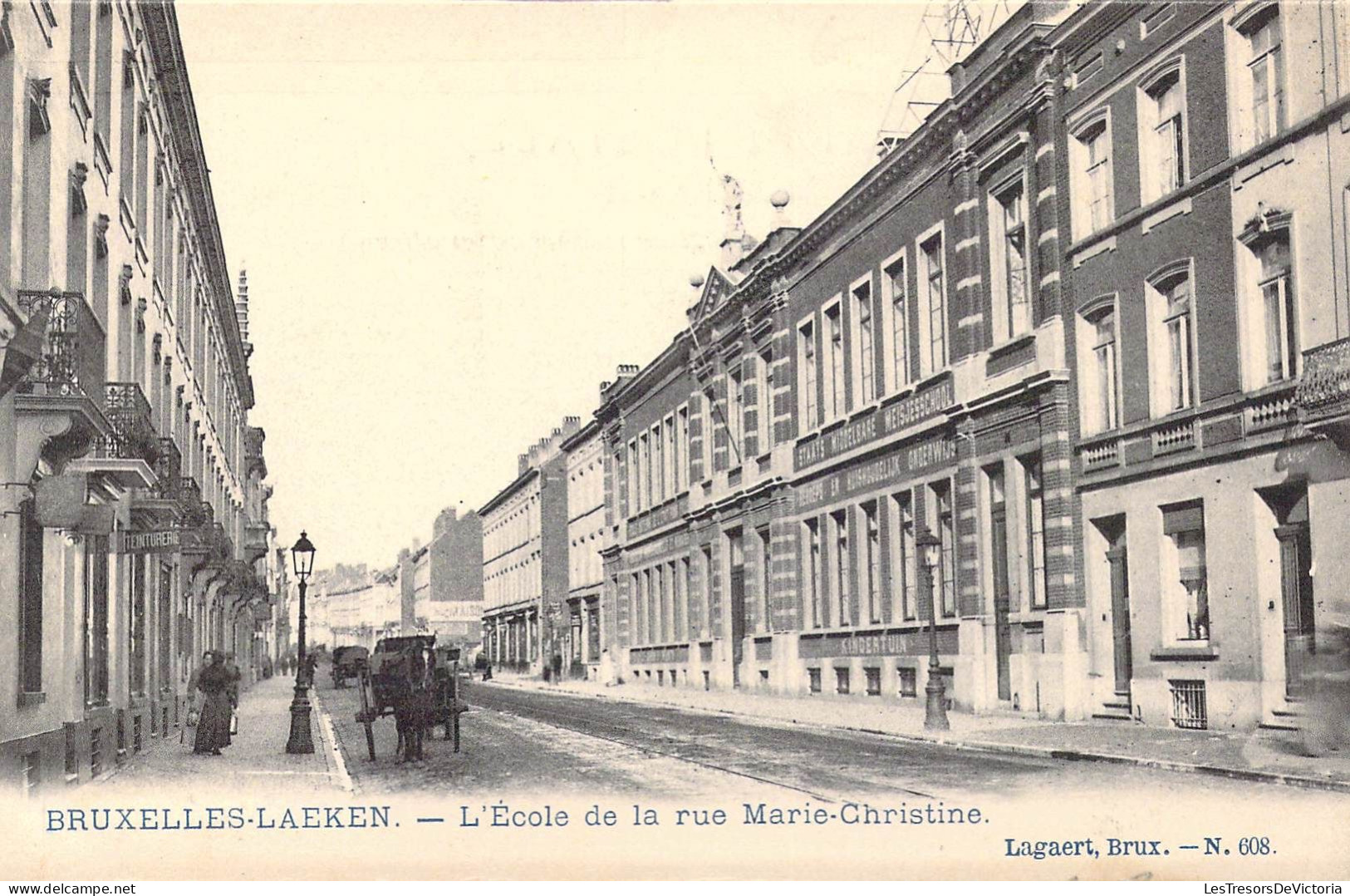 BELGIQUE - Bruxelles-Laeken - L'Ecole De La Rue Marie-Christine - Carte Postale Ancienne - Formación, Escuelas Y Universidades