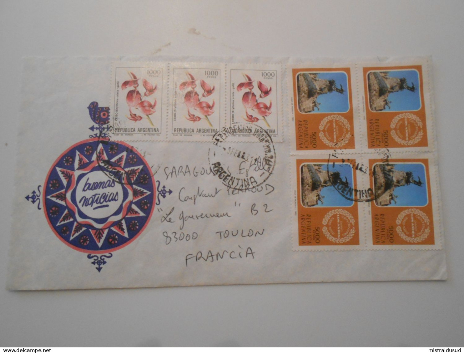 Argentine , Lettre De Buenos Aires 1983 Pour Toulon - Briefe U. Dokumente