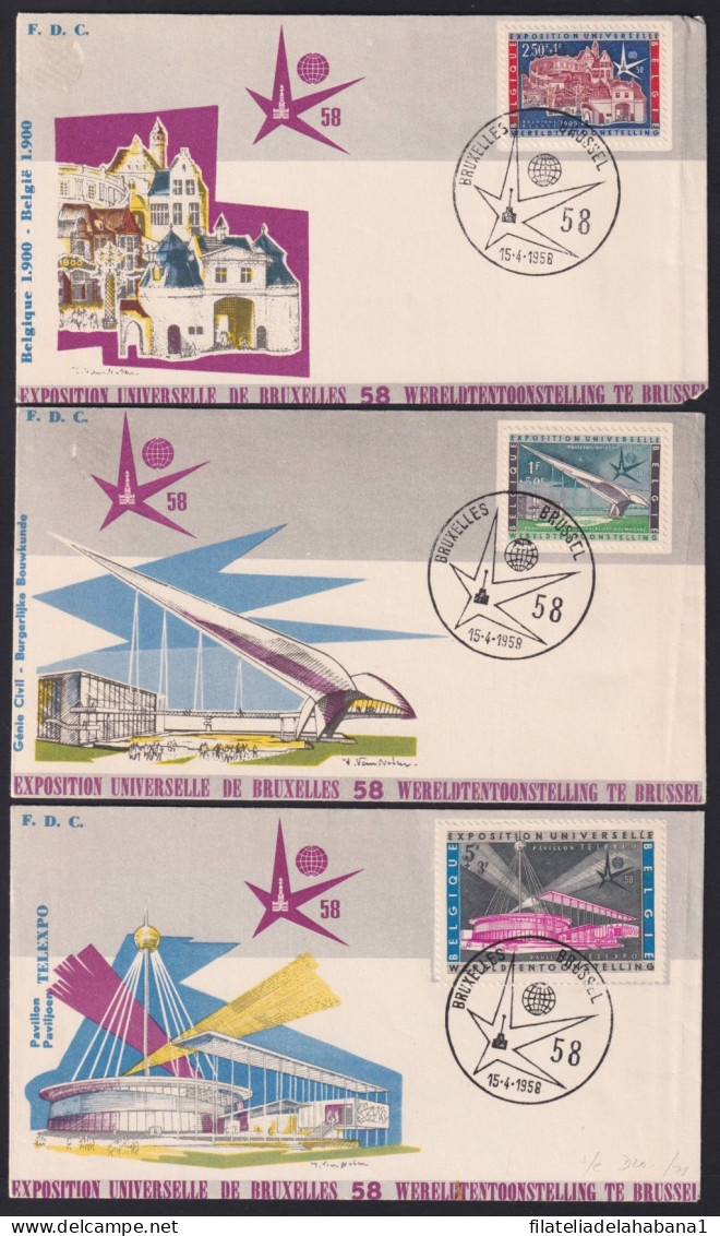 F-EX41198 BELGIUM FDC 1958 WORLD FAIR BRUXELLES PAVILION EXHIBITION.  - 1958 – Bruselas (Bélgica)