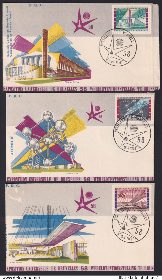 F-EX41198 BELGIUM FDC 1958 WORLD FAIR BRUXELLES PAVILION EXHIBITION.  - 1958 – Brüssel (Belgien)