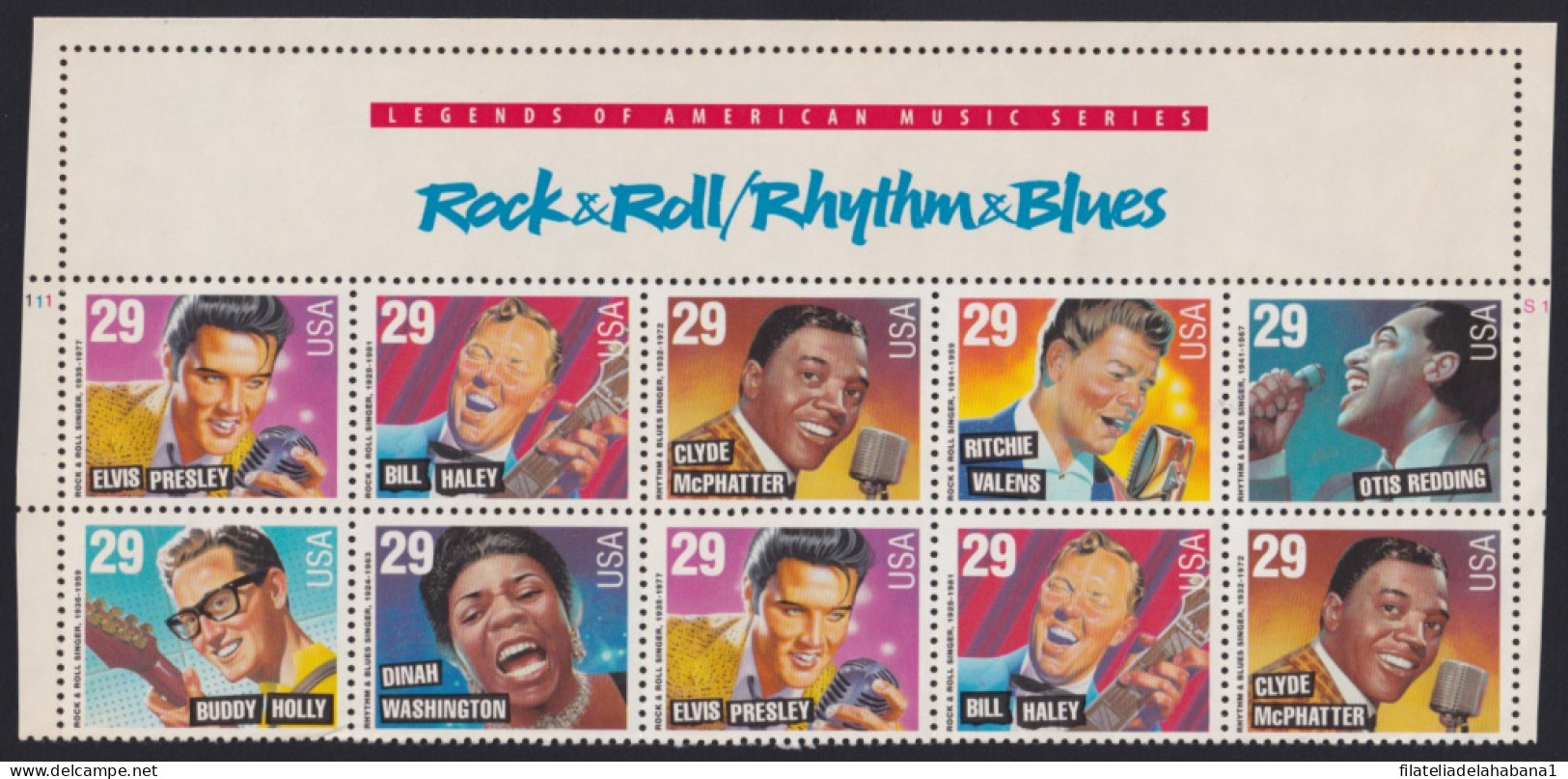 F-EX40578 US USA MNH 1993 ROCK & ROLL RHYTHM & BLUE SINGER ELVIS PRESLEY. - Elvis Presley