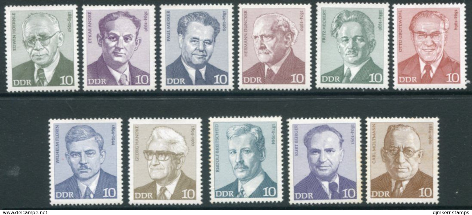 DDR / E. GERMANY 1974 Socialist Personalities MNH / **  Michel 1907-17 - Unused Stamps