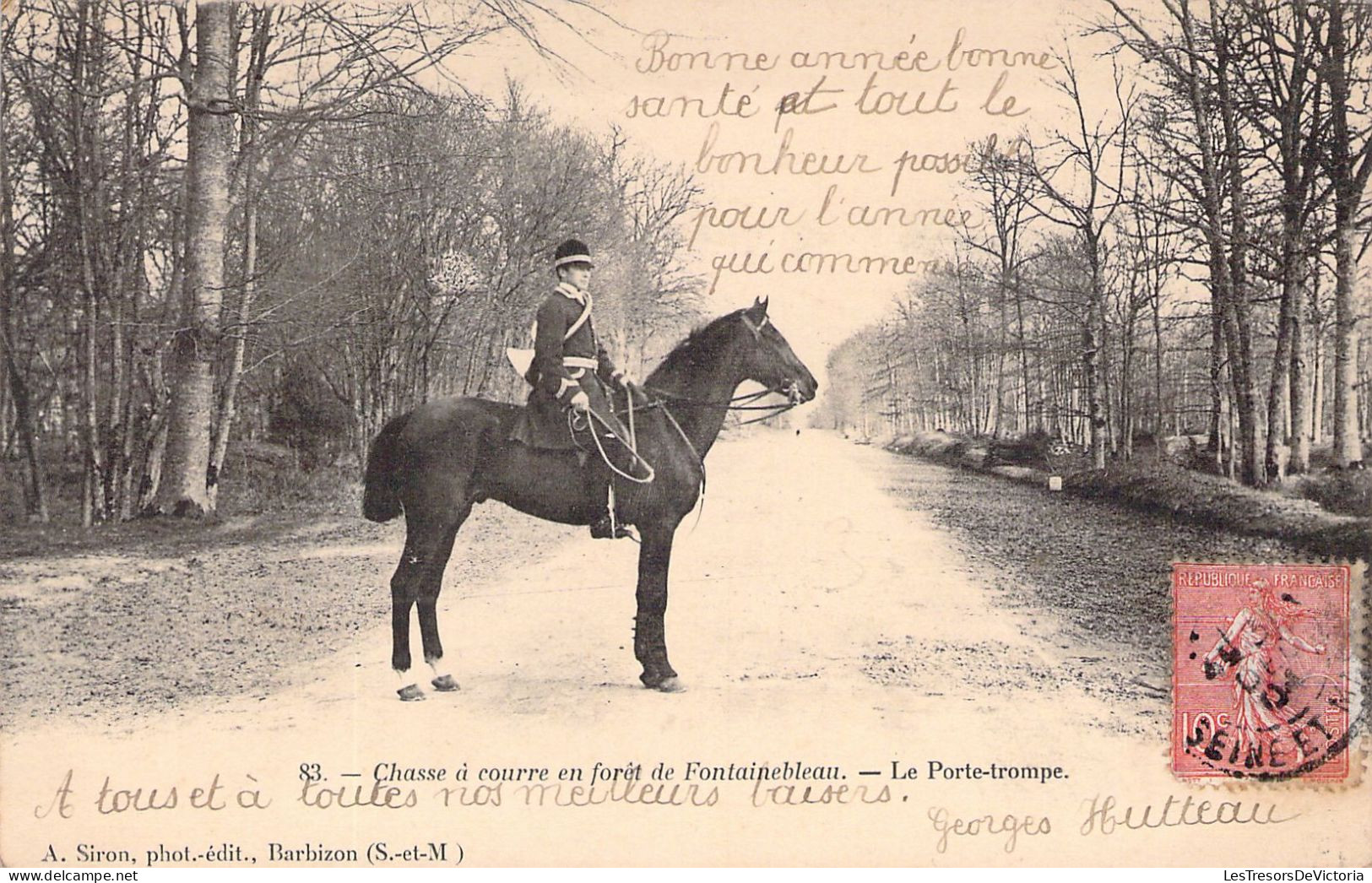 CHASSE - Chasse à Courre En Forêt De FONTAINEBLEAU - Le Porte Trompe - Carte Postale Ancienne - Chasse