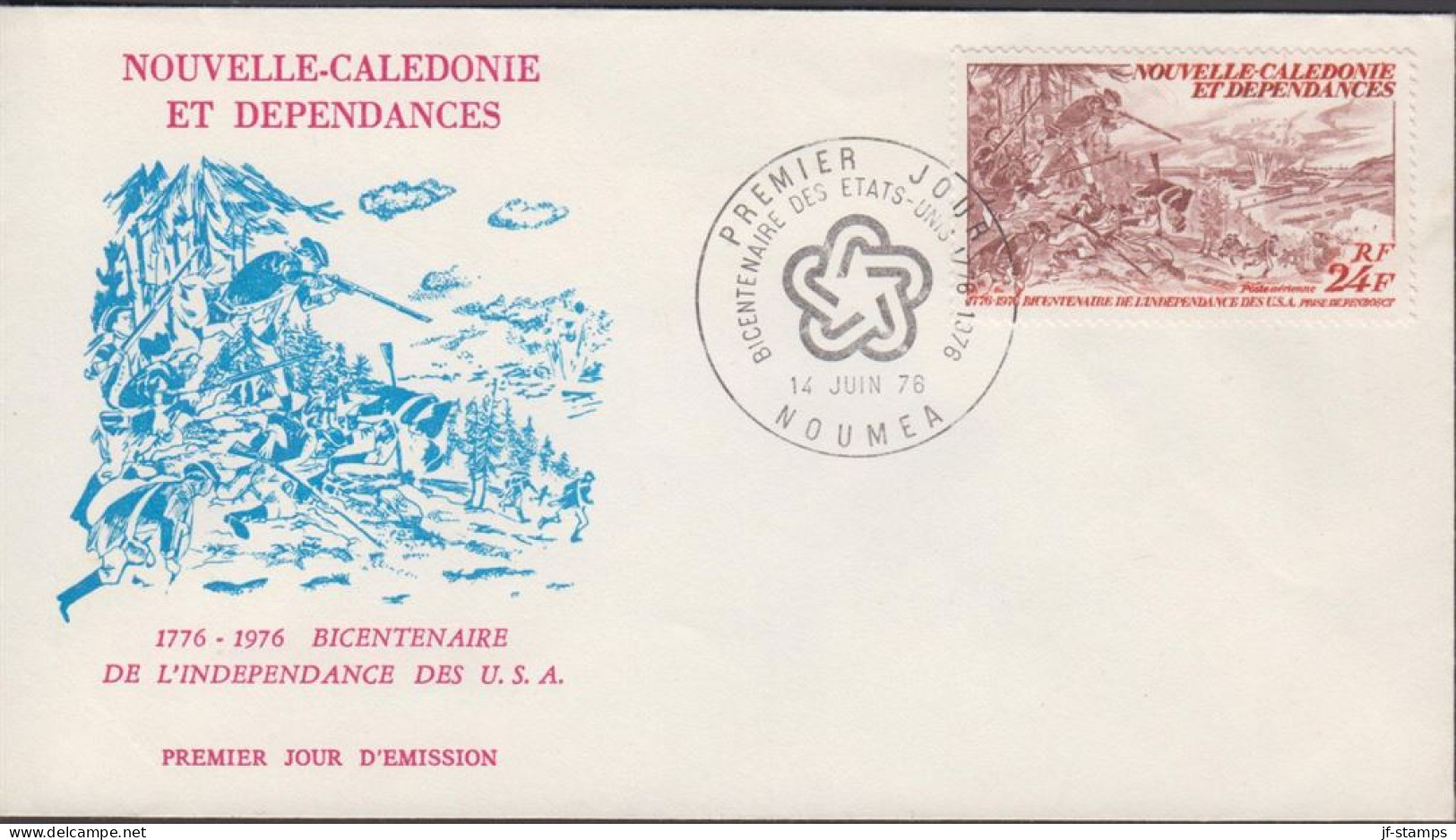 1976. NOUVELLE-CALEDONIE. Fine FDC With 24 F USA Independence Cancelled First Day Of Issue 14... (Michel 579) - JF440775 - Brieven En Documenten