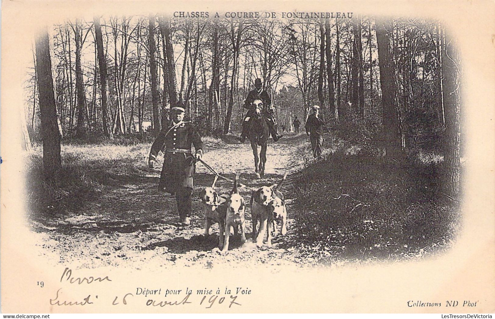 CHASSE - Forêt De Fontainebleau - Départ Pour La Mise à La Voie - Carte Postale Ancienne - Chasse