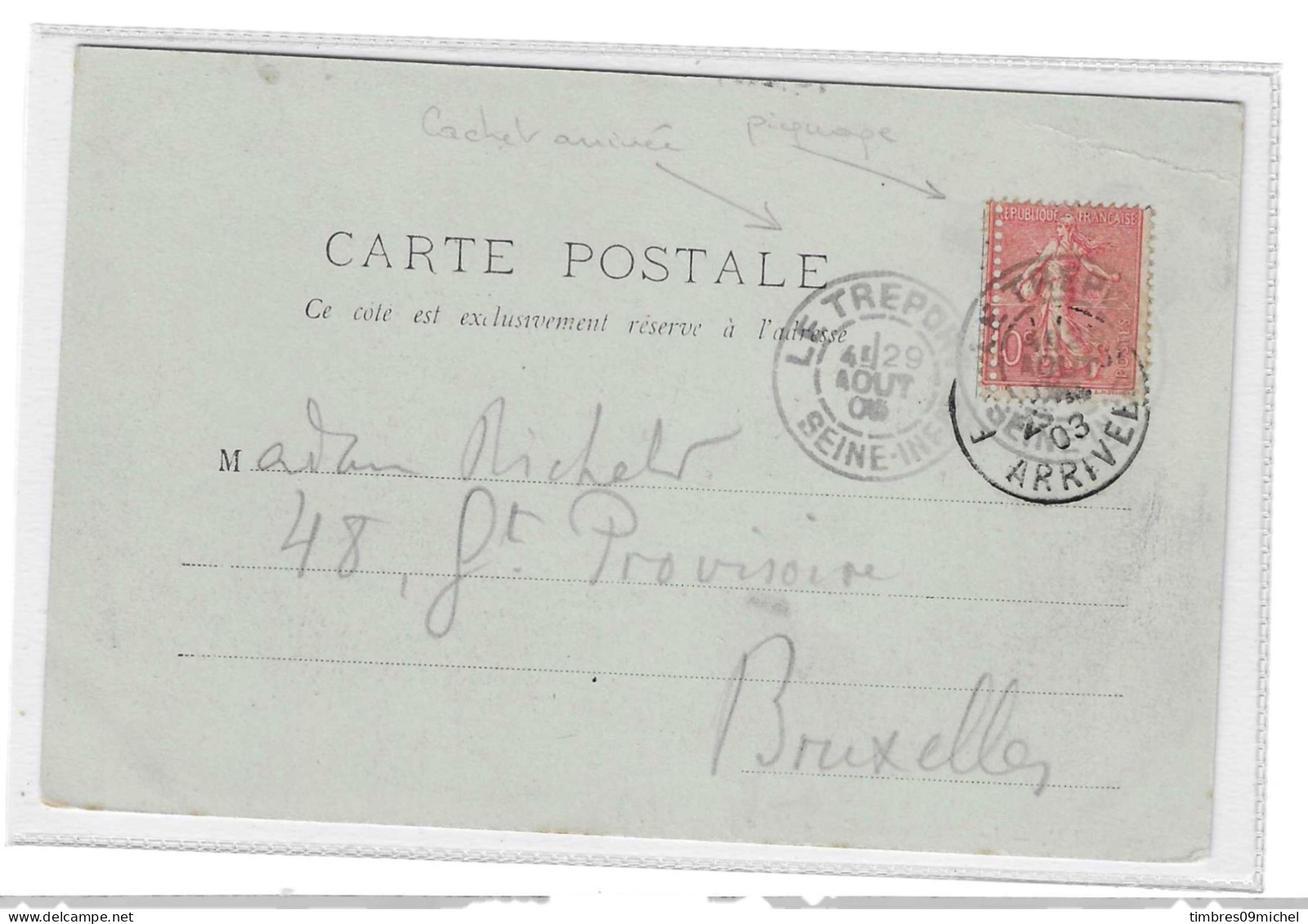 France N° 129 Oblitéré Repiquage à Cheval  Sur CP - Used Stamps