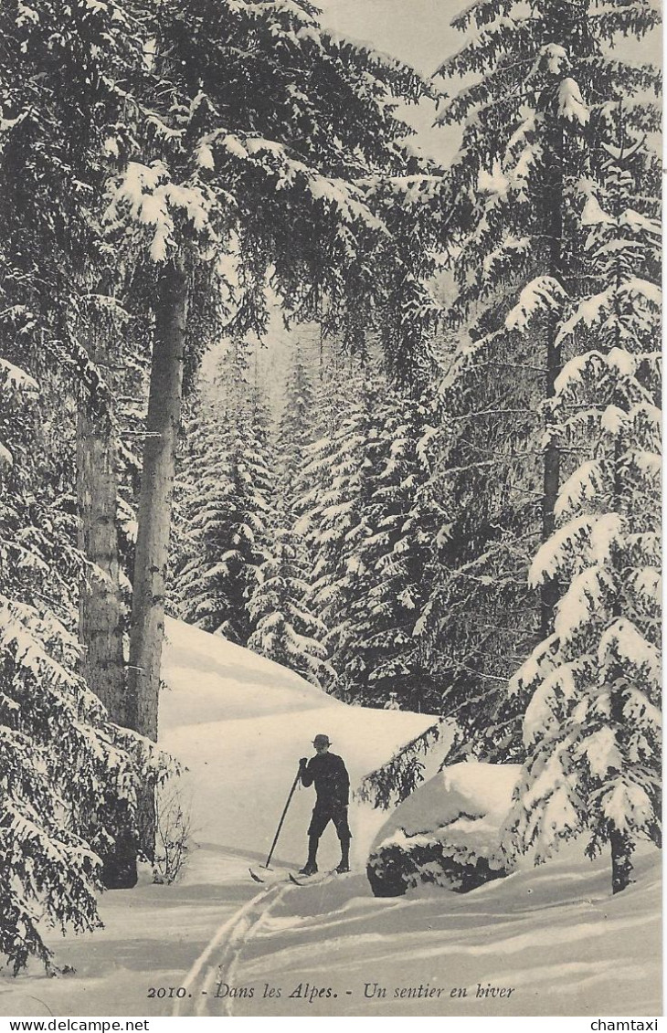 SPORTS D HIVER SKIEUR SUR UN SENTIER DANS LES ALPES EDITEUR REYNAUD 2010 - Sports D'hiver