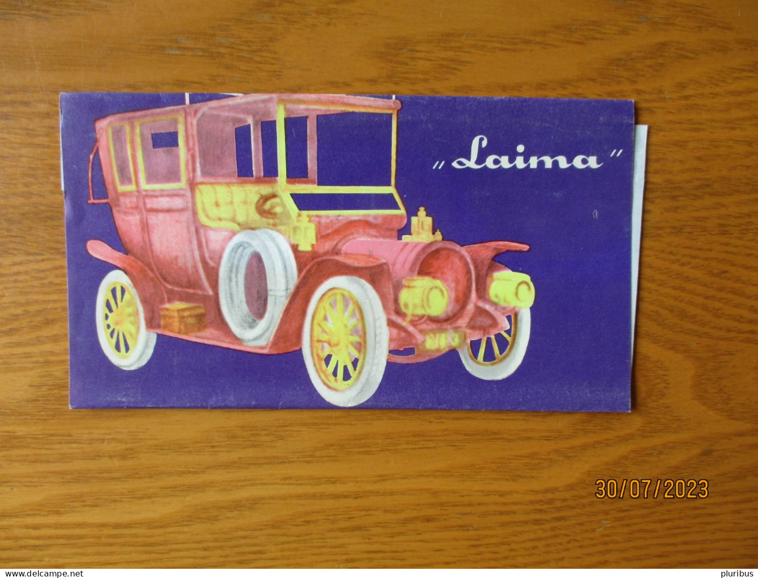 LATVIA RIGA LAIMA CHOCOLATE WRAPPER AUTOMOBILE OLDTIMER DELAUNAU BELLEVILLE 1910 - Chocolat