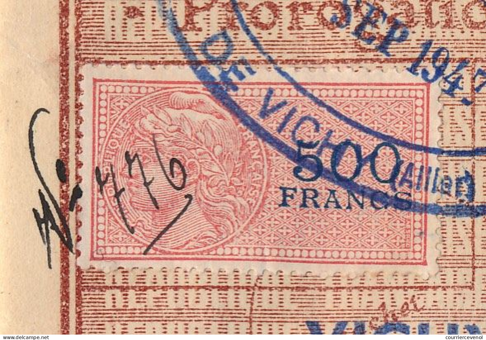 FRANCE - Passeport 60 francs 1946/1949 - Vichy, renouvelé id. timbre fiscal 500 francs + Visa Suisse / fiscal