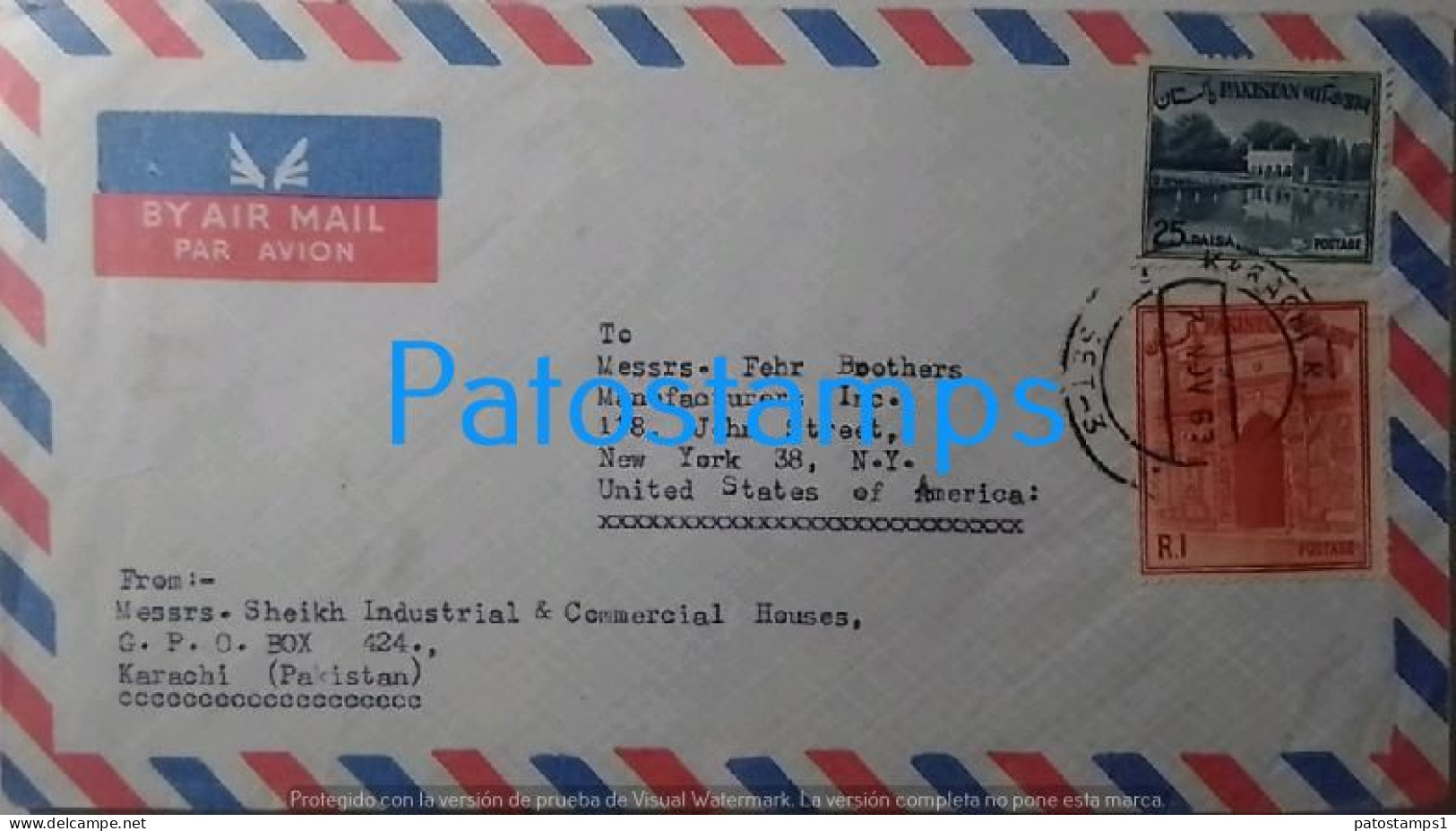 207132 PAKISTAN KARACHI COVER CANCEL YEAR 1963 CIRCULATED TO US NO POSTAL POSTCARD - Pakistan