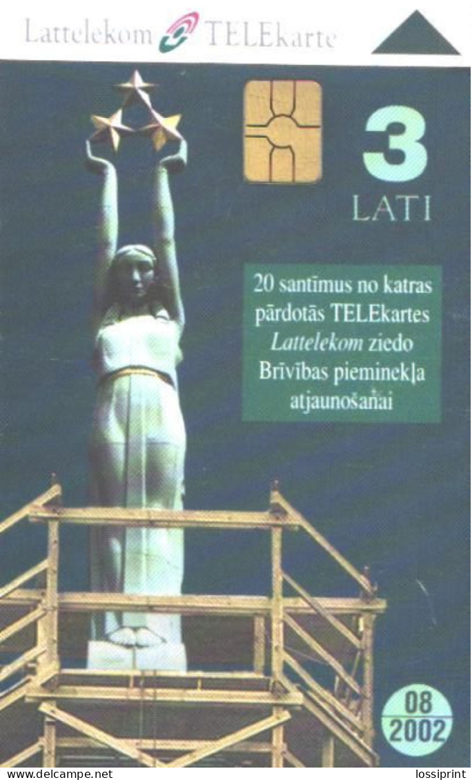 Latvia:Used Phonecard, Lattelekom, 3 Lati, Monument, 2002 - Lettland