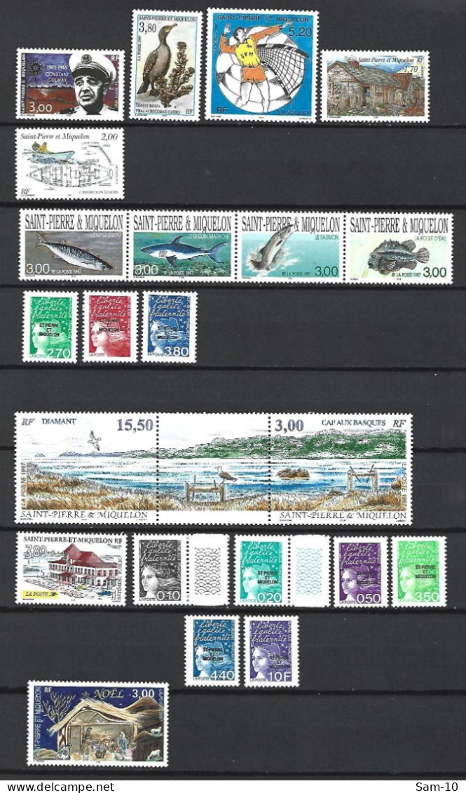 Timbre De St Pierre Et Miquelon Neuf ** N 641 / 662   Année 1997 - Annate Complete