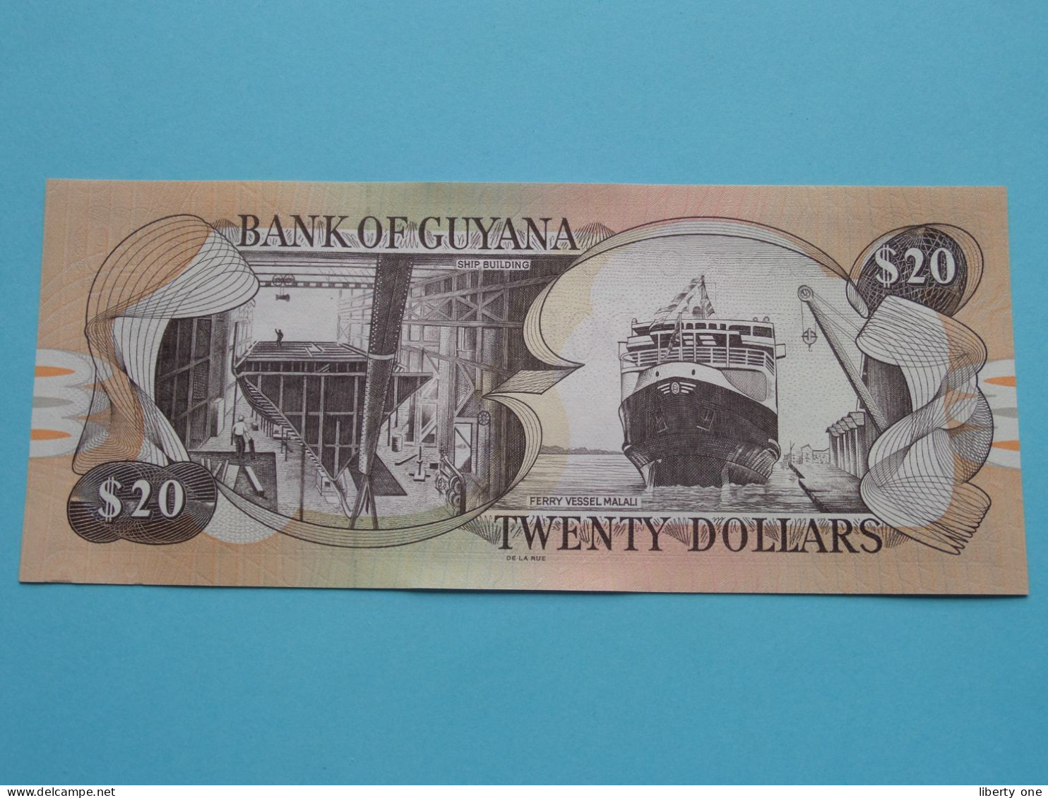 $ 20 > Twenty Dollars (C-65 089101) Bank Of GUYANA ( For Grade See SCANS ) UNC ( Ship Building / Kaieteur Falls ) ! - Guyana