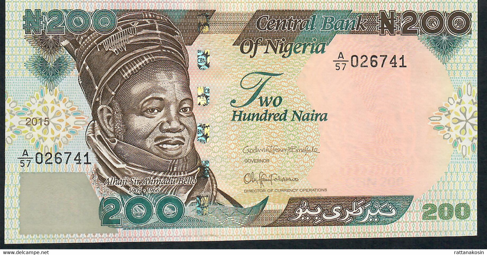 NIGERIA P29u  200 NAIRA  2015 #A/57    UNC. - Nigeria