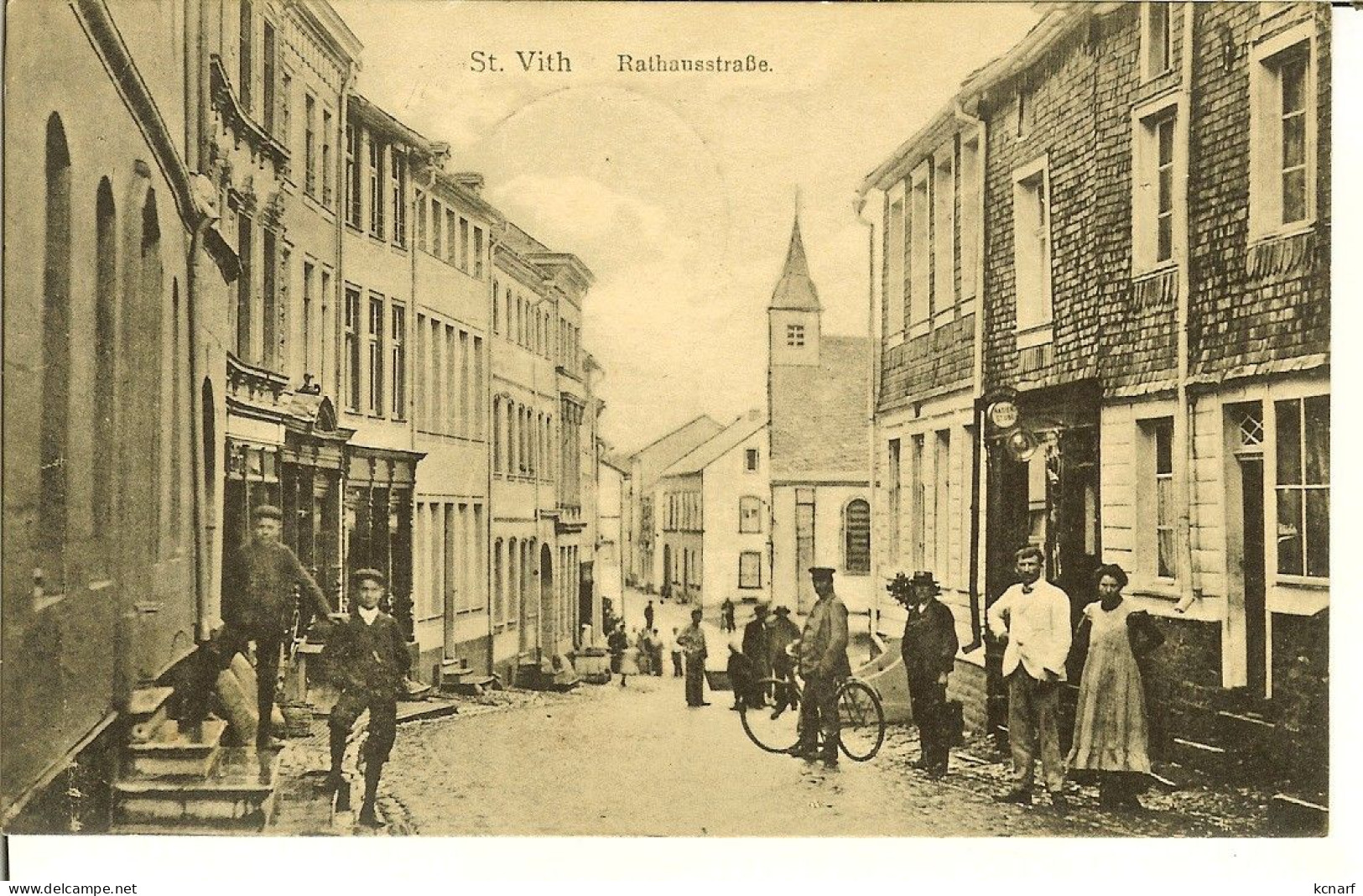 CP De ST VITH " Rathausstrasse " + Cachet Poste Militaire Belge Nr 8 De 1919 - Sankt Vith
