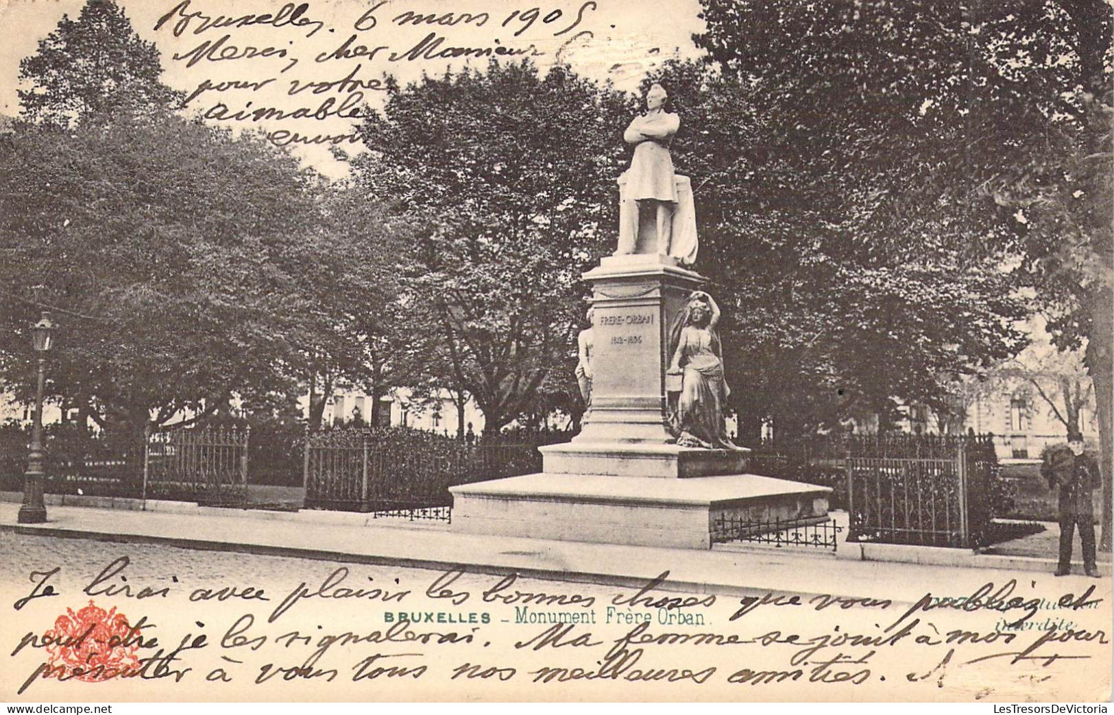 BELGIQUE - BRUXELLES - Monument Frère Orban - Editeur Grand Bazar - Carte Poste Ancienne - Monuments