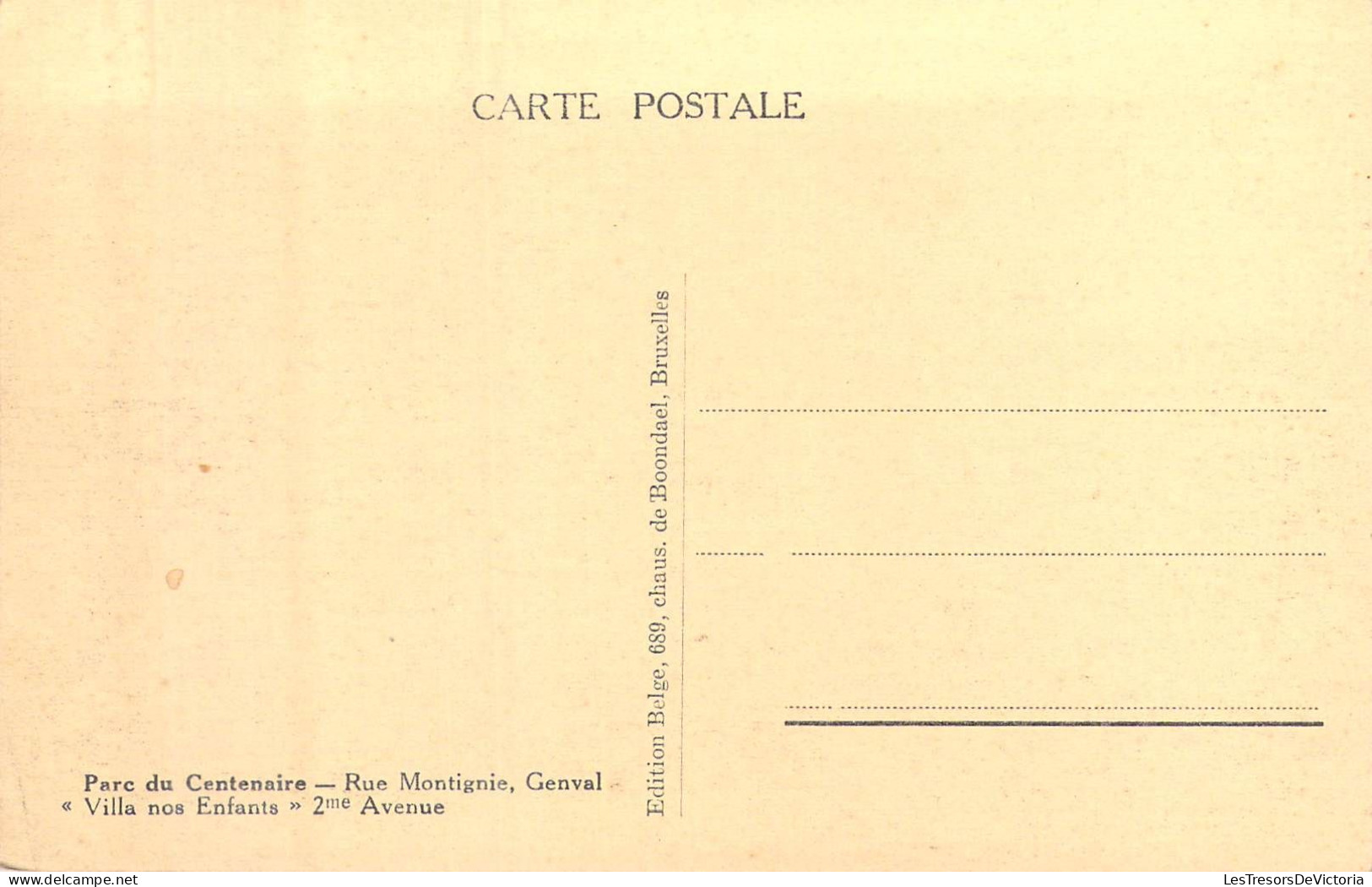 BELGIQUE - Genval - Parc Du Centenaire - Rue Montignie - Carte Postale Ancienne - Rixensart