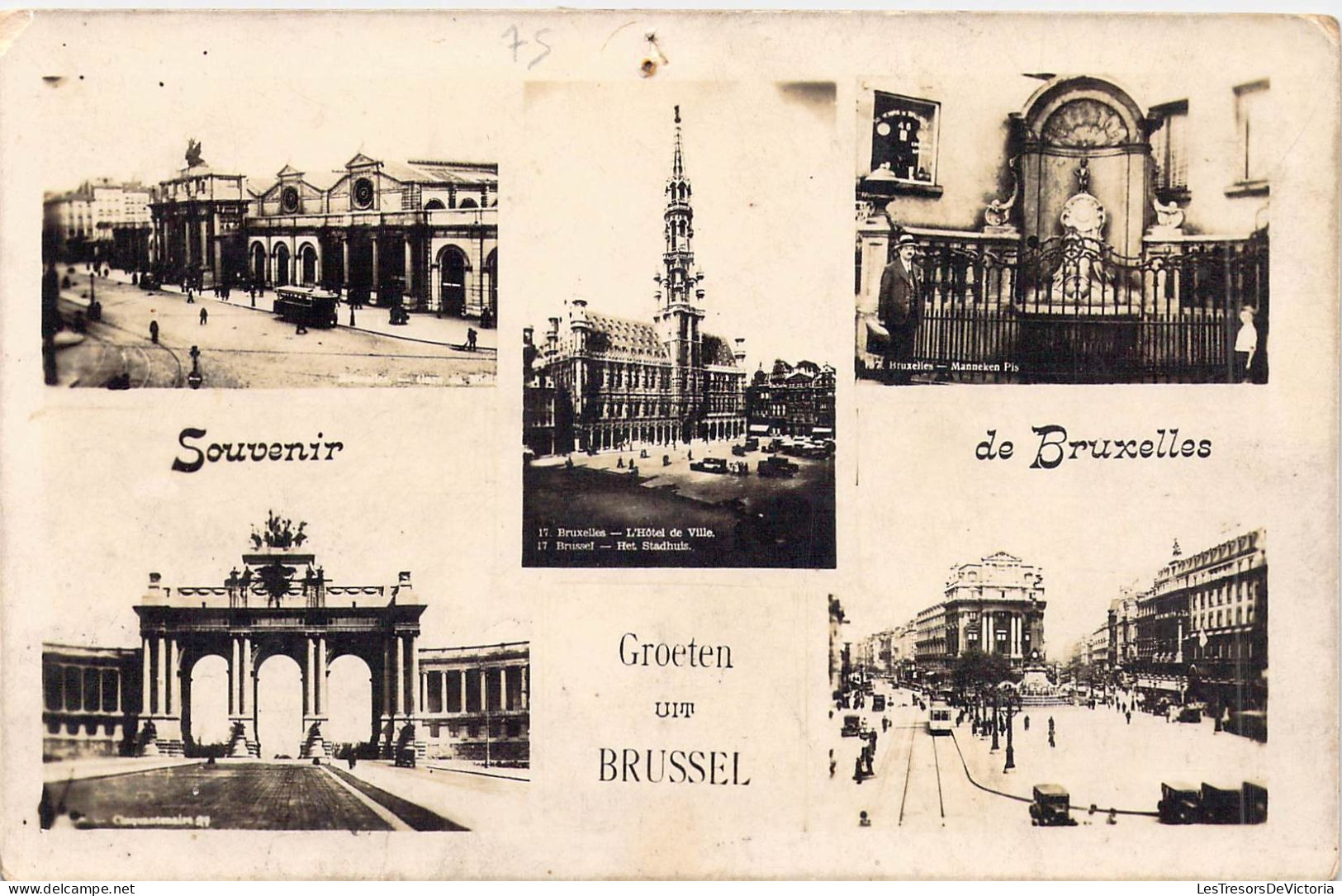 BELGIQUE - BRUXELLES - Souvenir De Bruxelles - Multivues De La Ville - Coin Arraché - Carte Poste Ancienne - Sonstige & Ohne Zuordnung