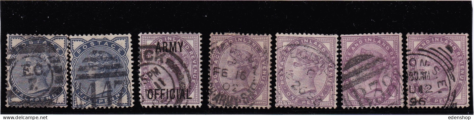 1881-3 GB Queen Victoria 2 Half Penny Slate And 5 Penny Lilac Used Stamps - Used Stamps