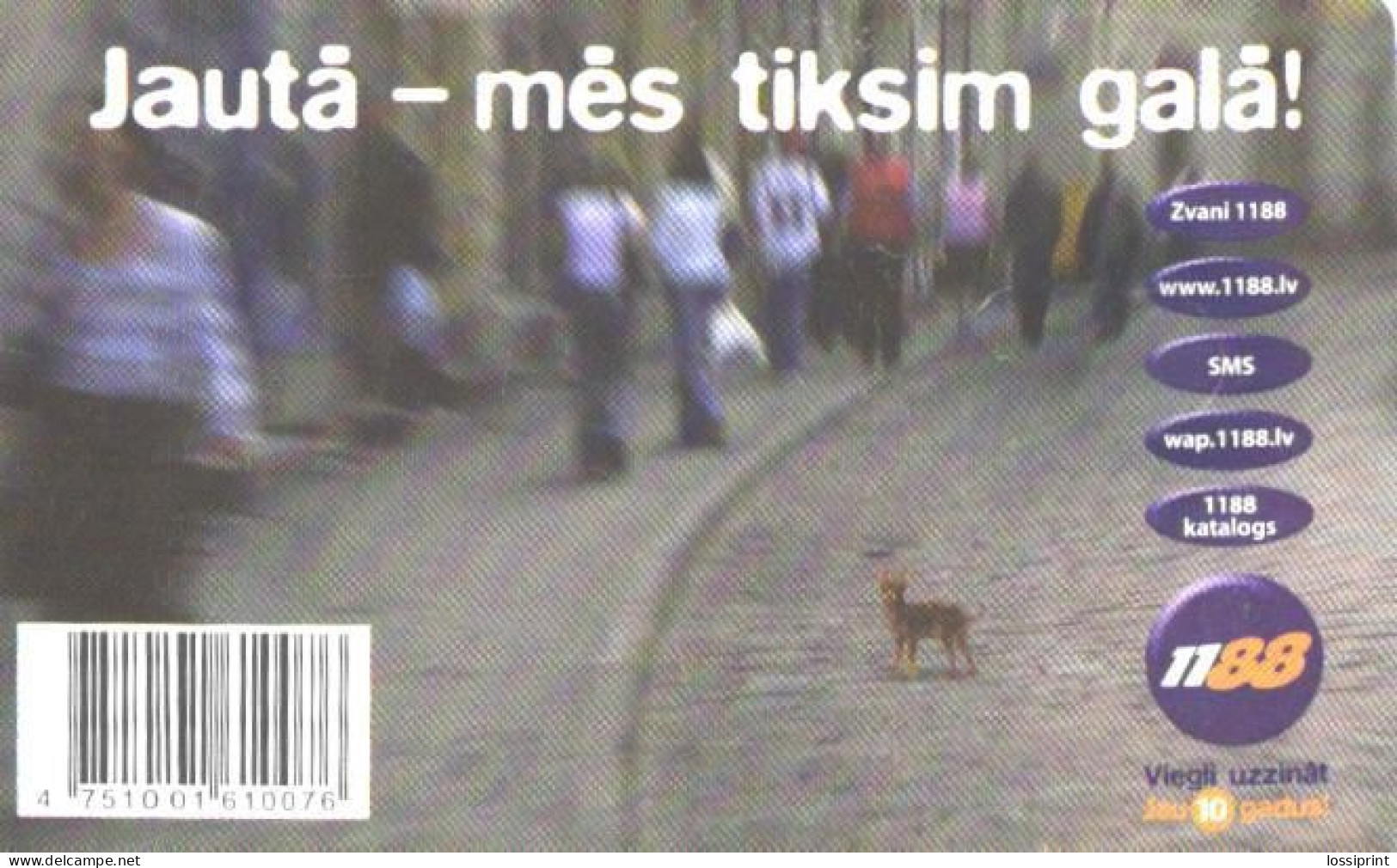 Latvia:Used Phonecard, Lattelekom, 2 Lati, Dog, 1188, 2008 - Latvia