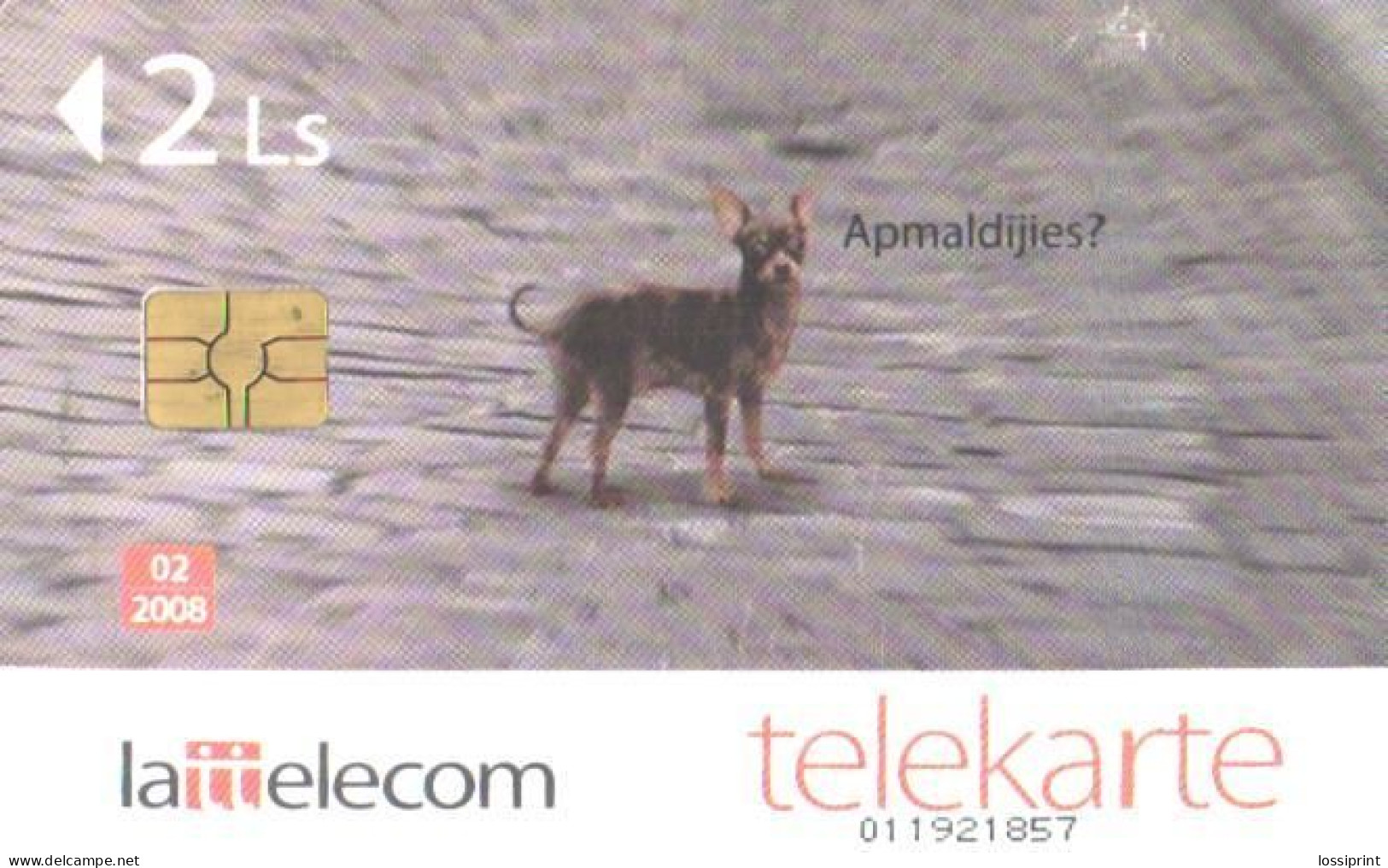 Latvia:Used Phonecard, Lattelekom, 2 Lati, Dog, 1188, 2008 - Lettonie
